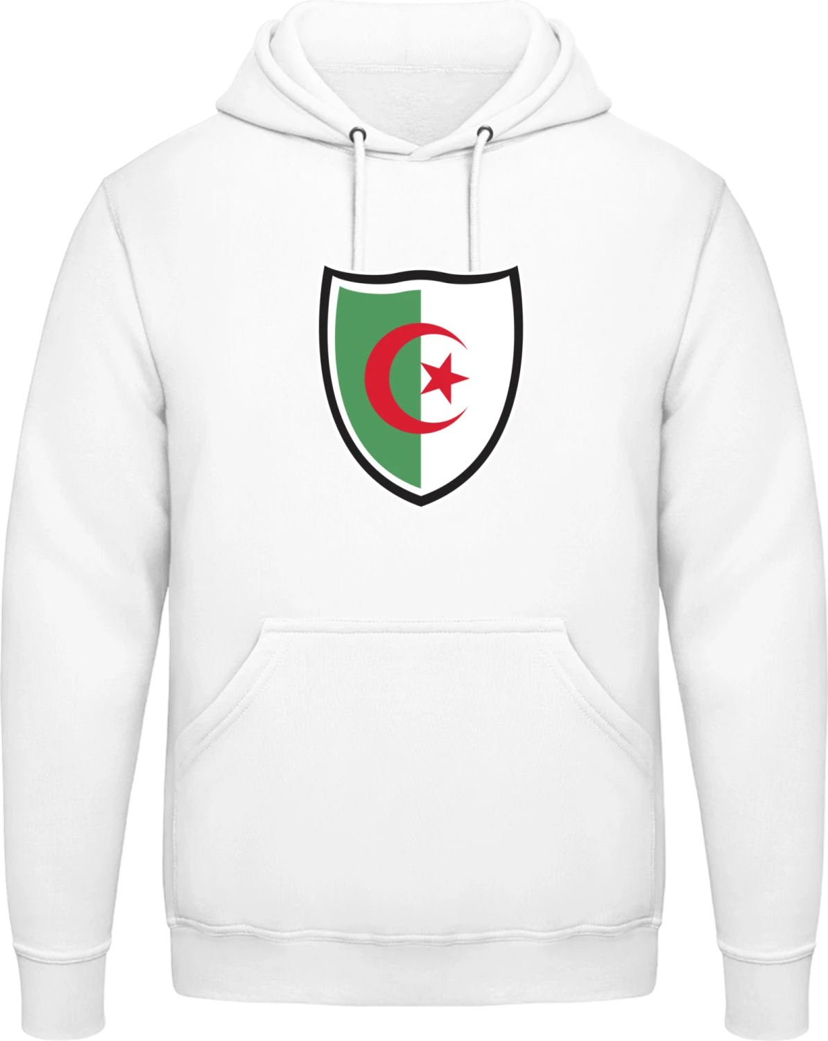 Algeria Flag Shield - Arctic white AWDis man hoodie - Front