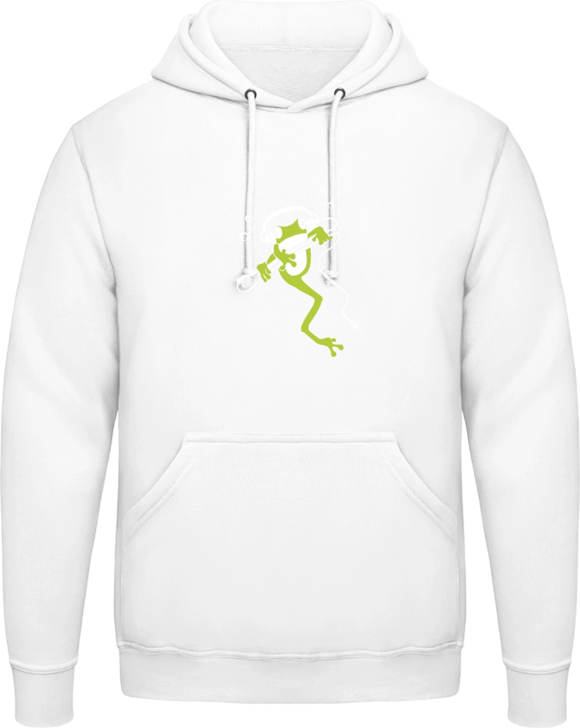 Frog With Headphone - Arctic white AWDis man hoodie - Front