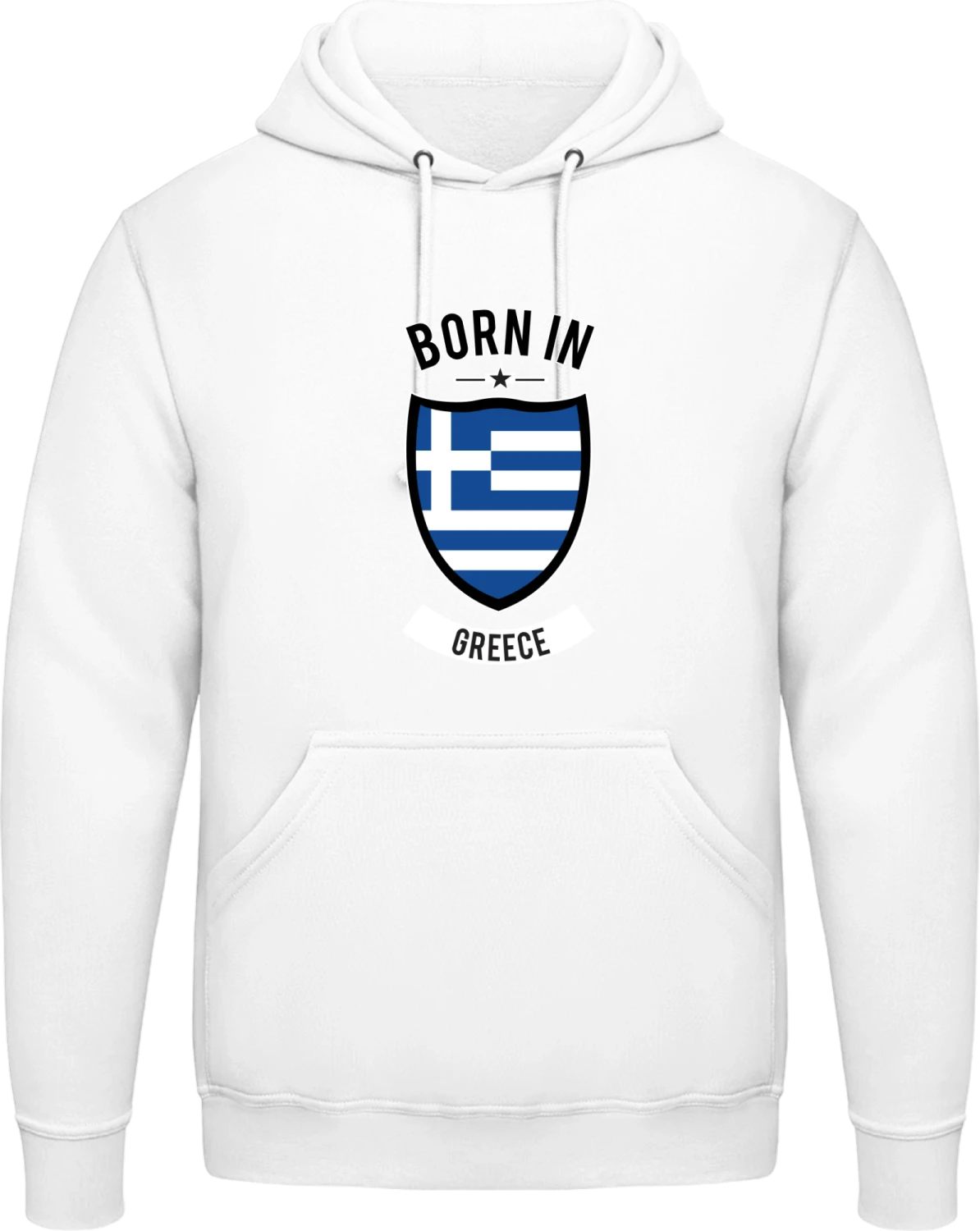 Born in Greece - Arctic white AWDis man hoodie - Front