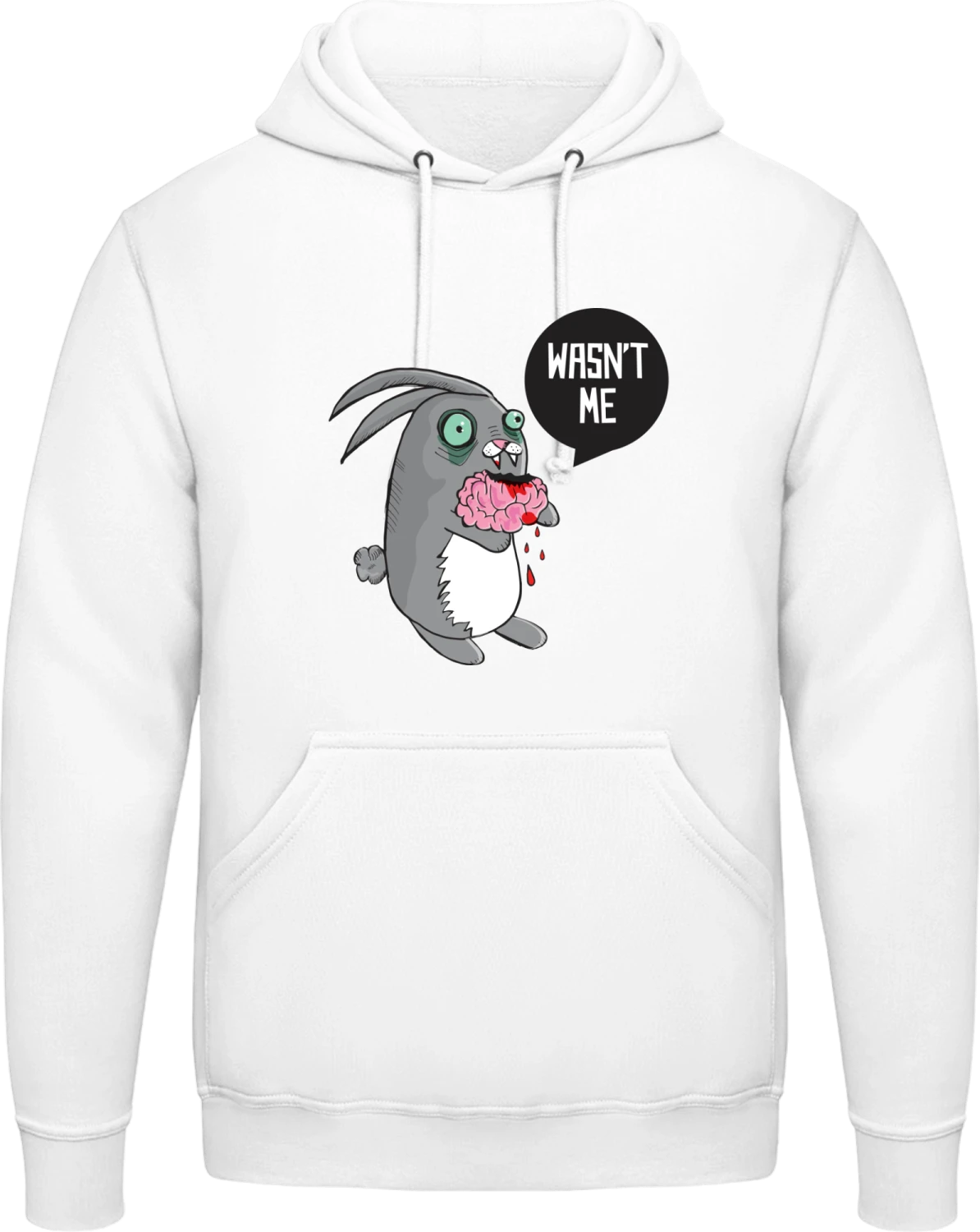 Wasn't Me Monster Bunny - Arctic white AWDis man hoodie - Front