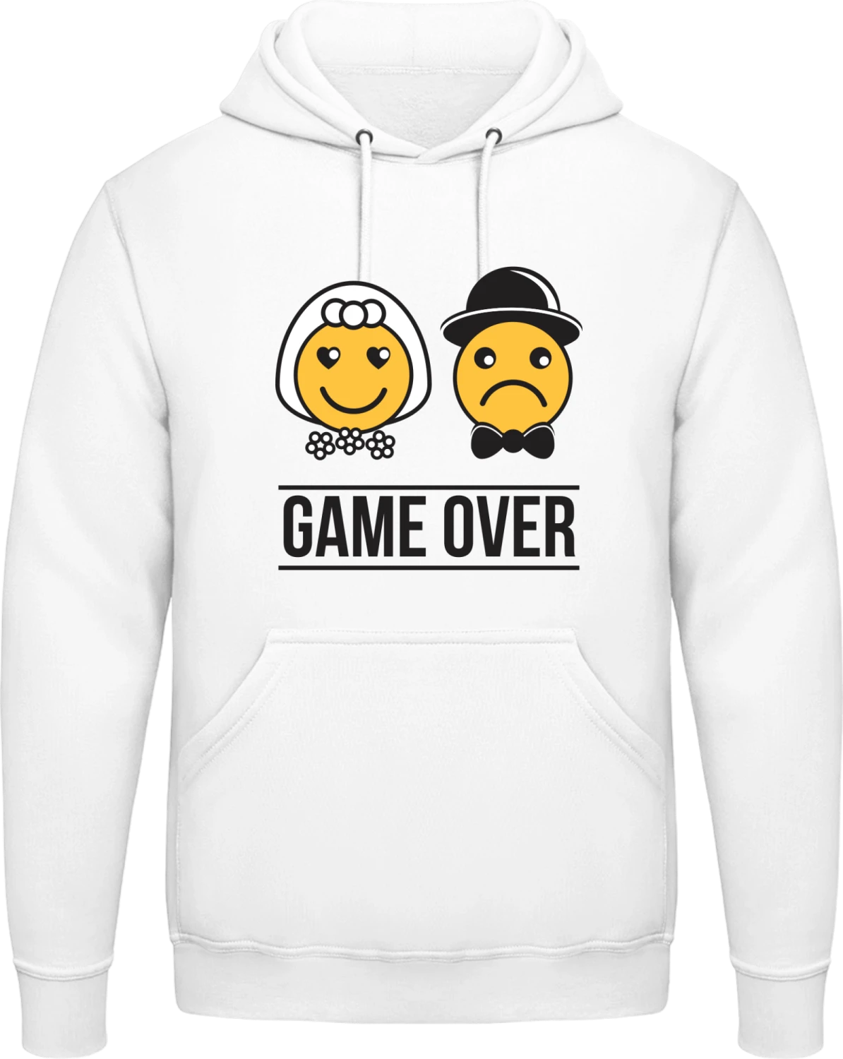 Bride and Groom Smiley Game Over - Arctic white AWDis man hoodie - Front