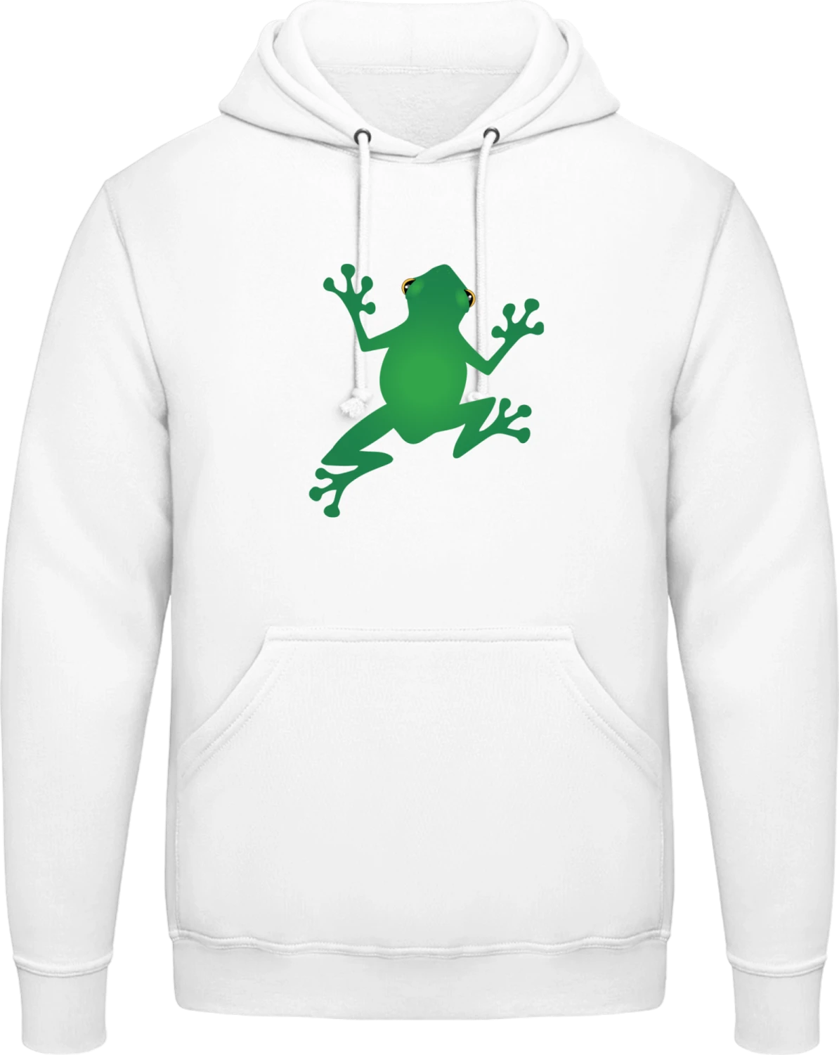 Green Frog - Arctic white AWDis man hoodie - Front