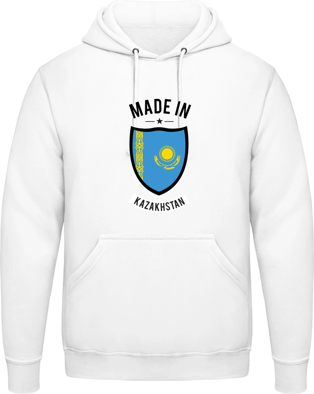 Made in Kazakhstan - Arctic white AWDis man hoodie - Front