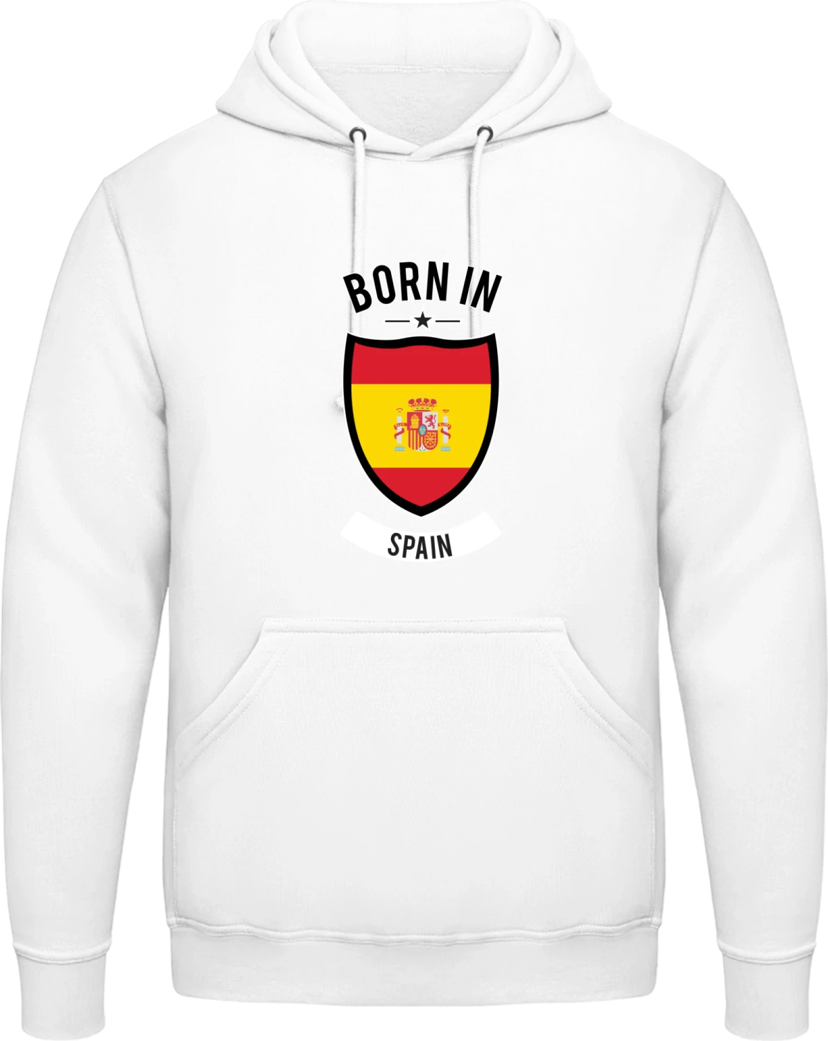 Born in Spain - Arctic white AWDis man hoodie - Front