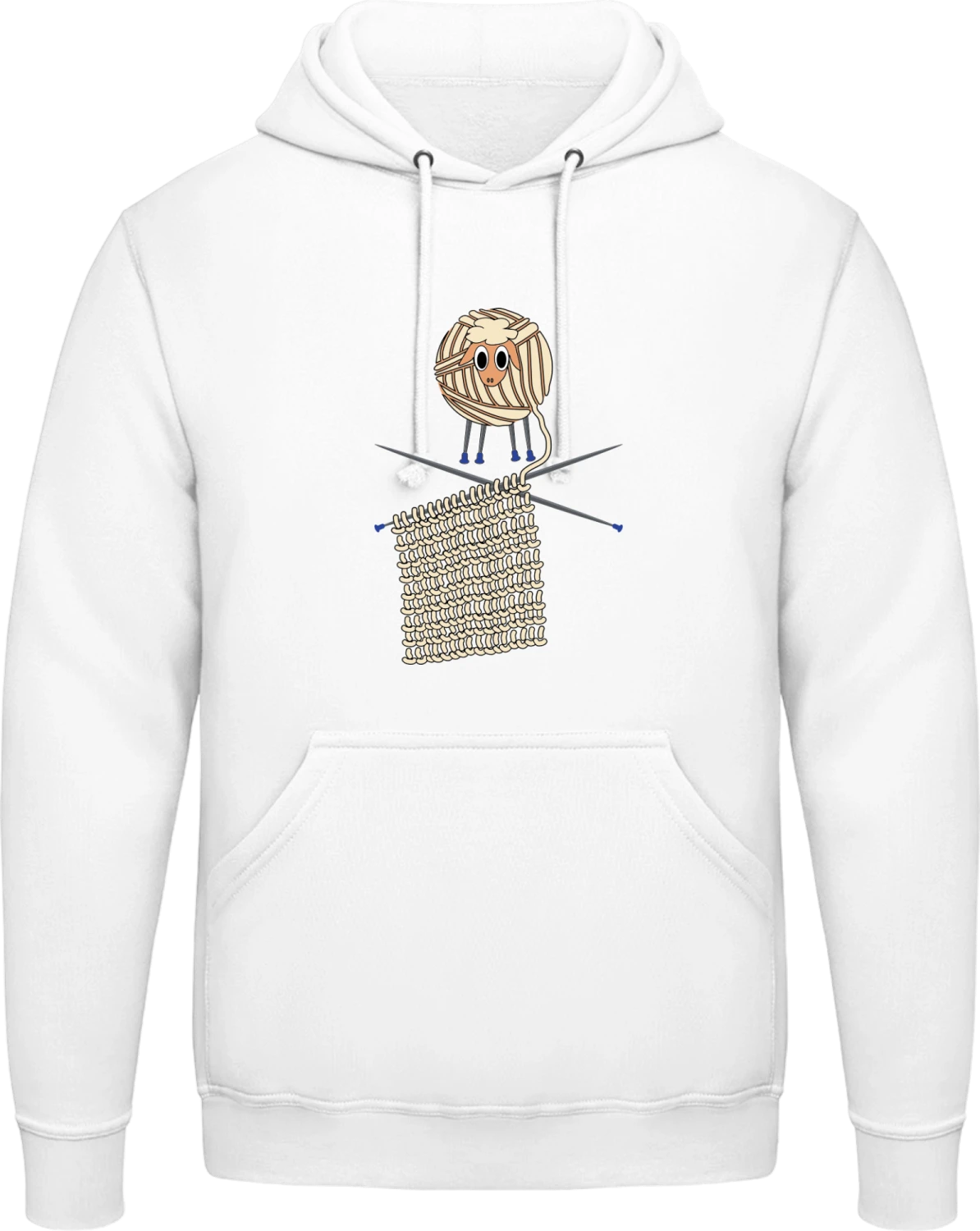 Knitting Sheep Comic - Arctic white AWDis man hoodie - Front