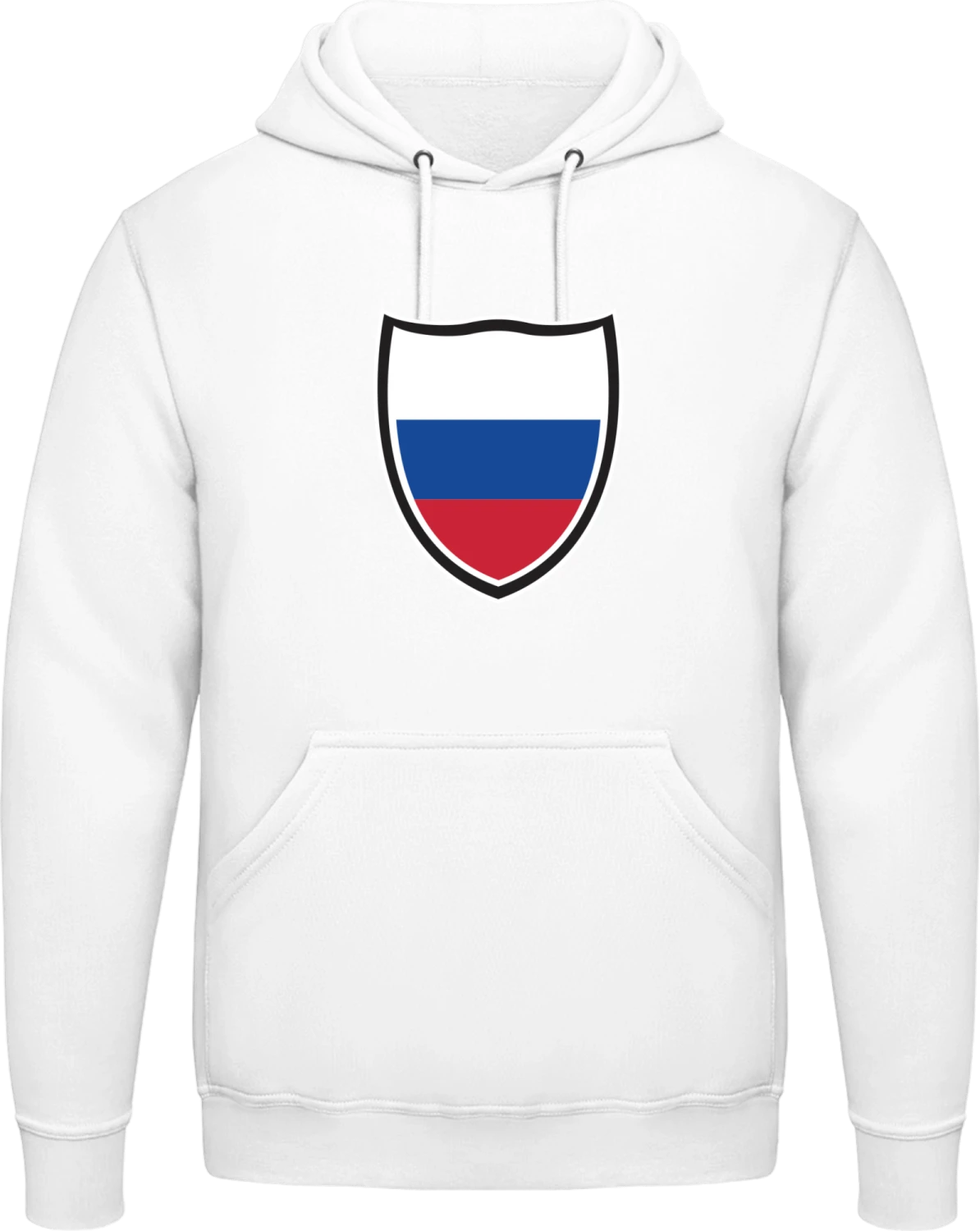 Russian Flag Shield - Arctic white AWDis man hoodie - Front