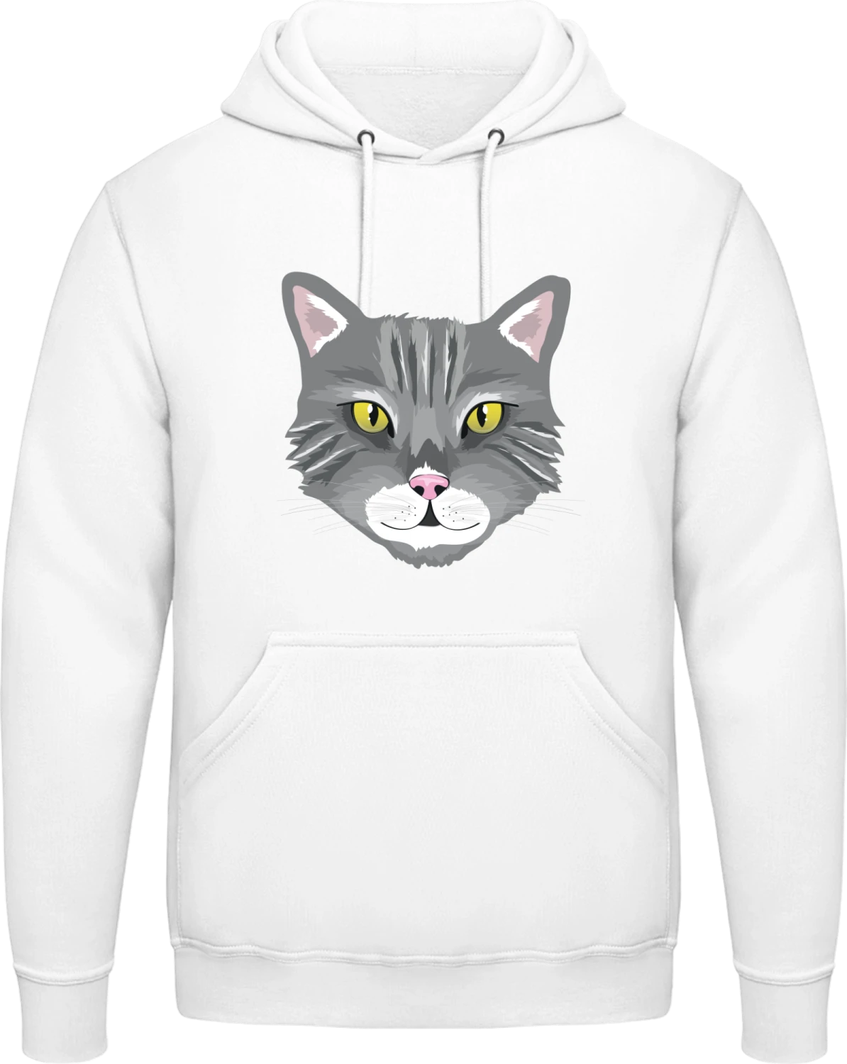 Cat - Arctic white AWDis man hoodie - Front