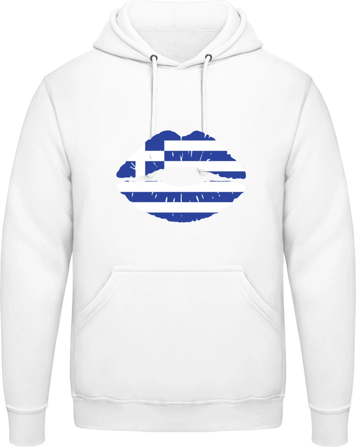 Greek Kiss Flag - Arctic white AWDis man hoodie - Front