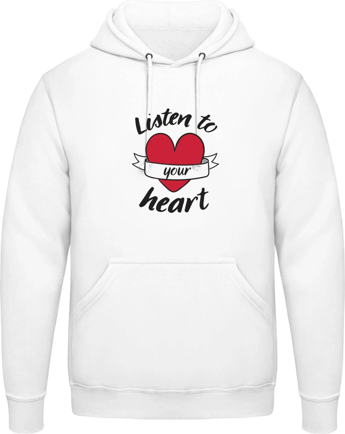 Listen To Your Heart - Arctic white AWDis man hoodie - Front