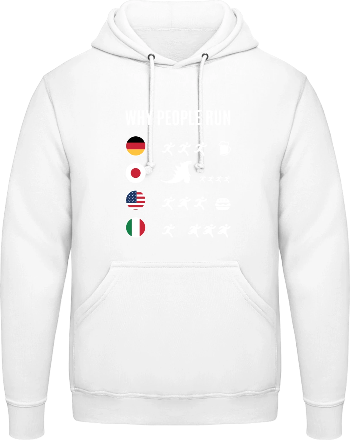 Why People Run - Arctic white AWDis man hoodie - Front