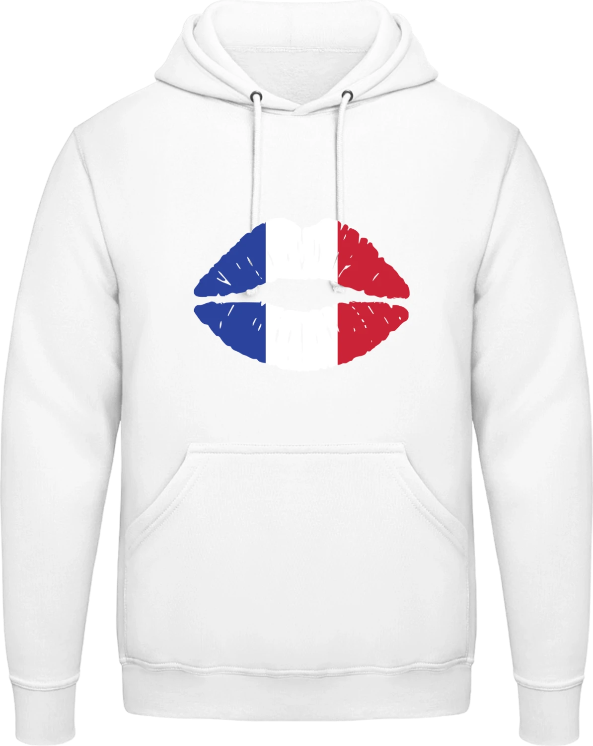 French Kiss Flag - Arctic white AWDis man hoodie - Front