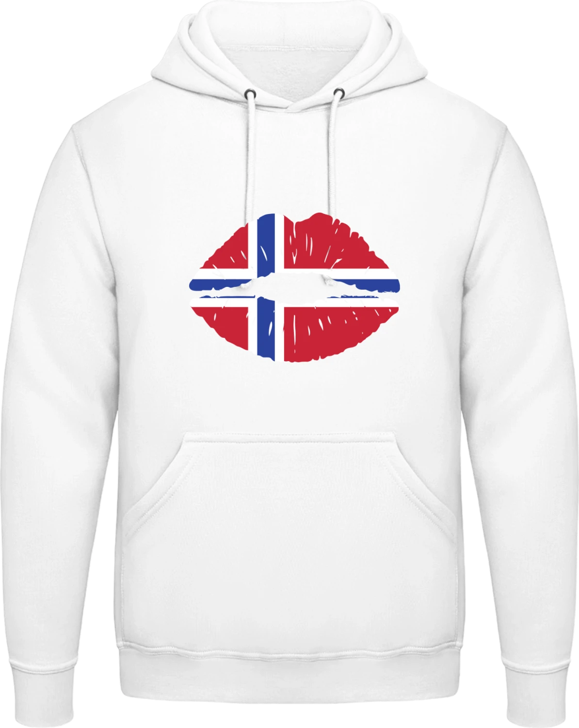 Norwegian Kiss Flag - Arctic white AWDis man hoodie - Front