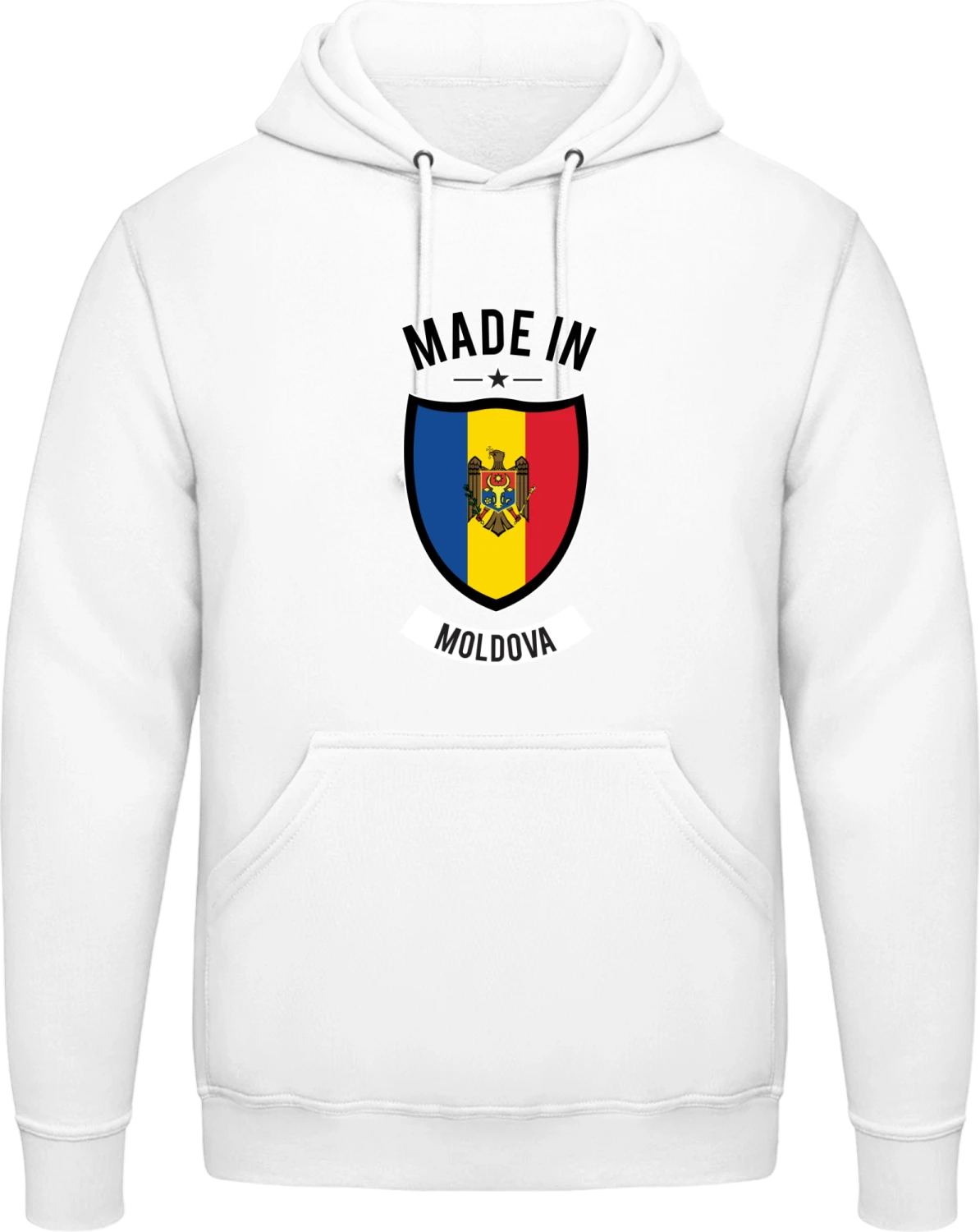 Made in Moldova - Arctic white AWDis man hoodie - Front