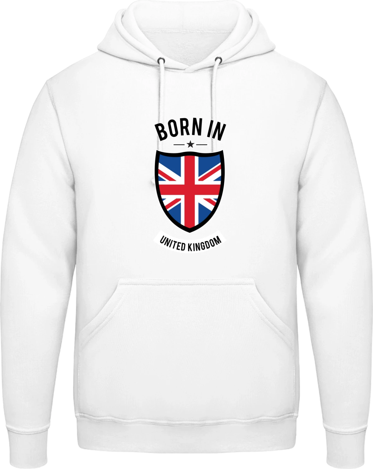 Born in United Kingdom - Arctic white AWDis man hoodie - Front