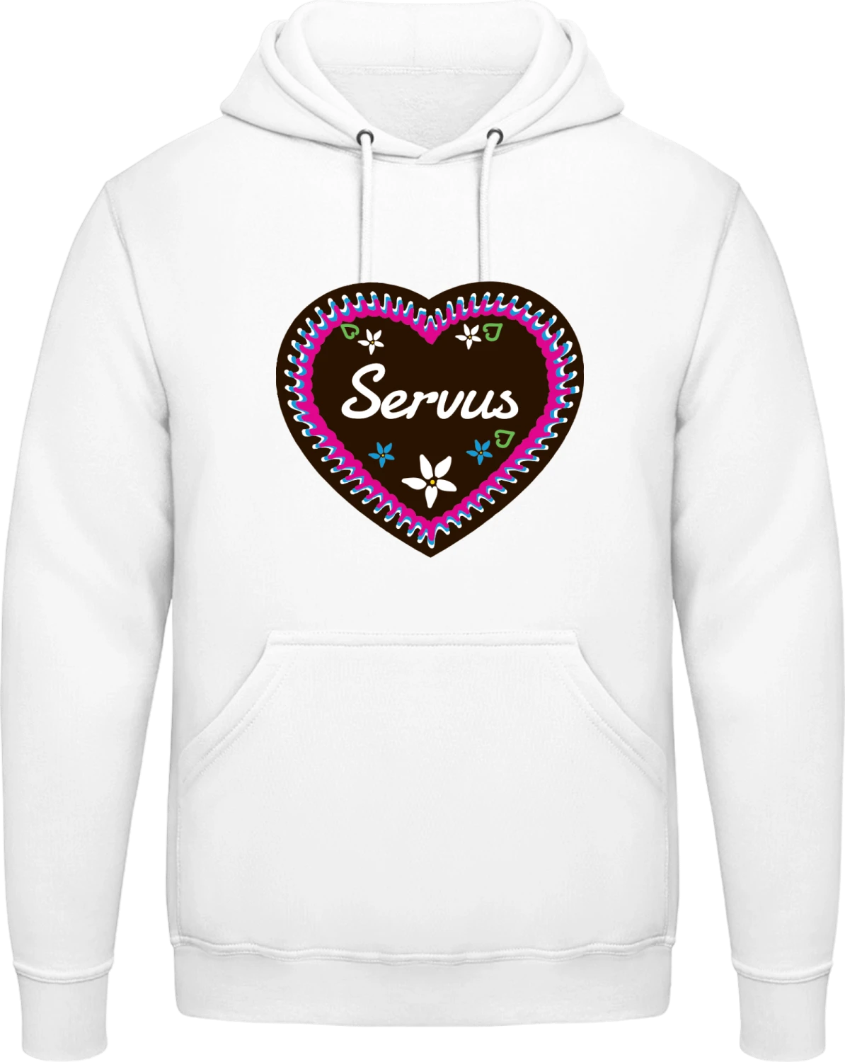 Servus Lebkuchenherz - Arctic white AWDis man hoodie - Front