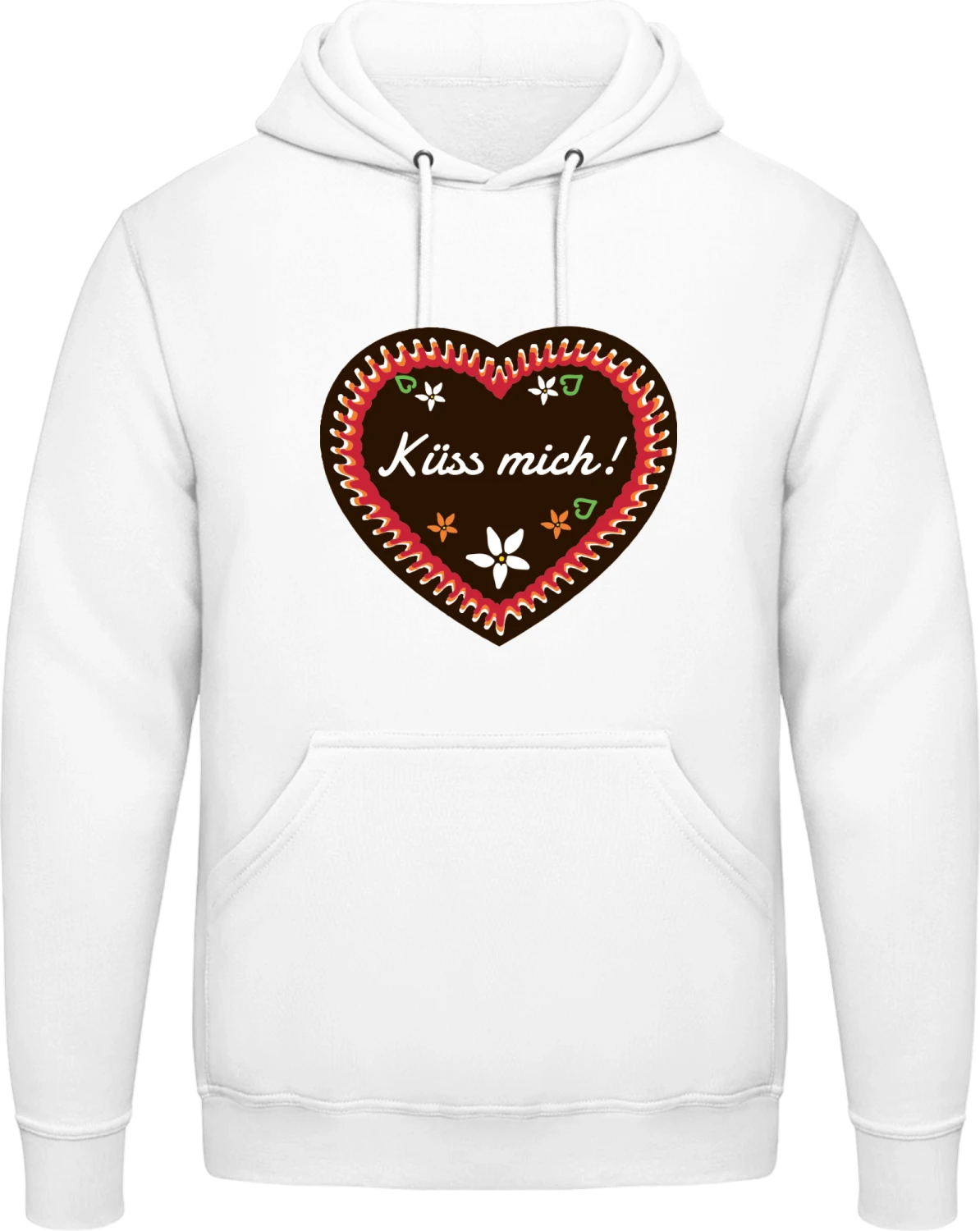 Küss mich - Arctic white AWDis man hoodie - Front