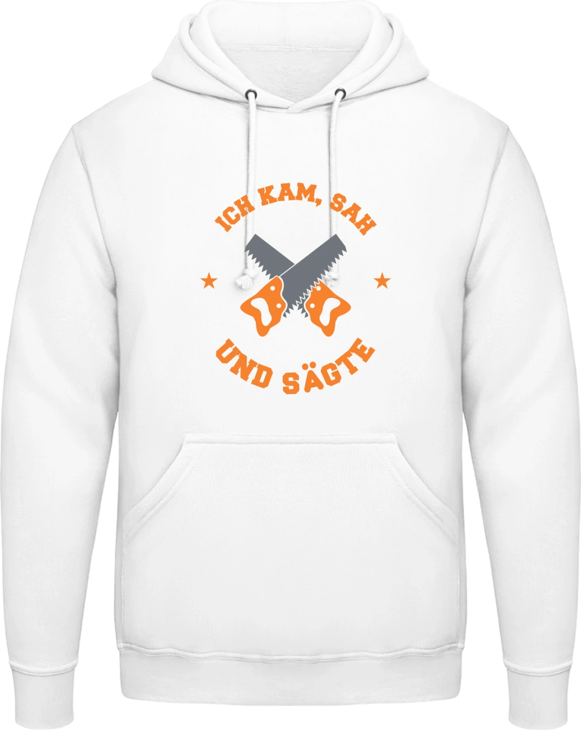 Ich kam sah und sägte - Arctic white AWDis man hoodie - Front