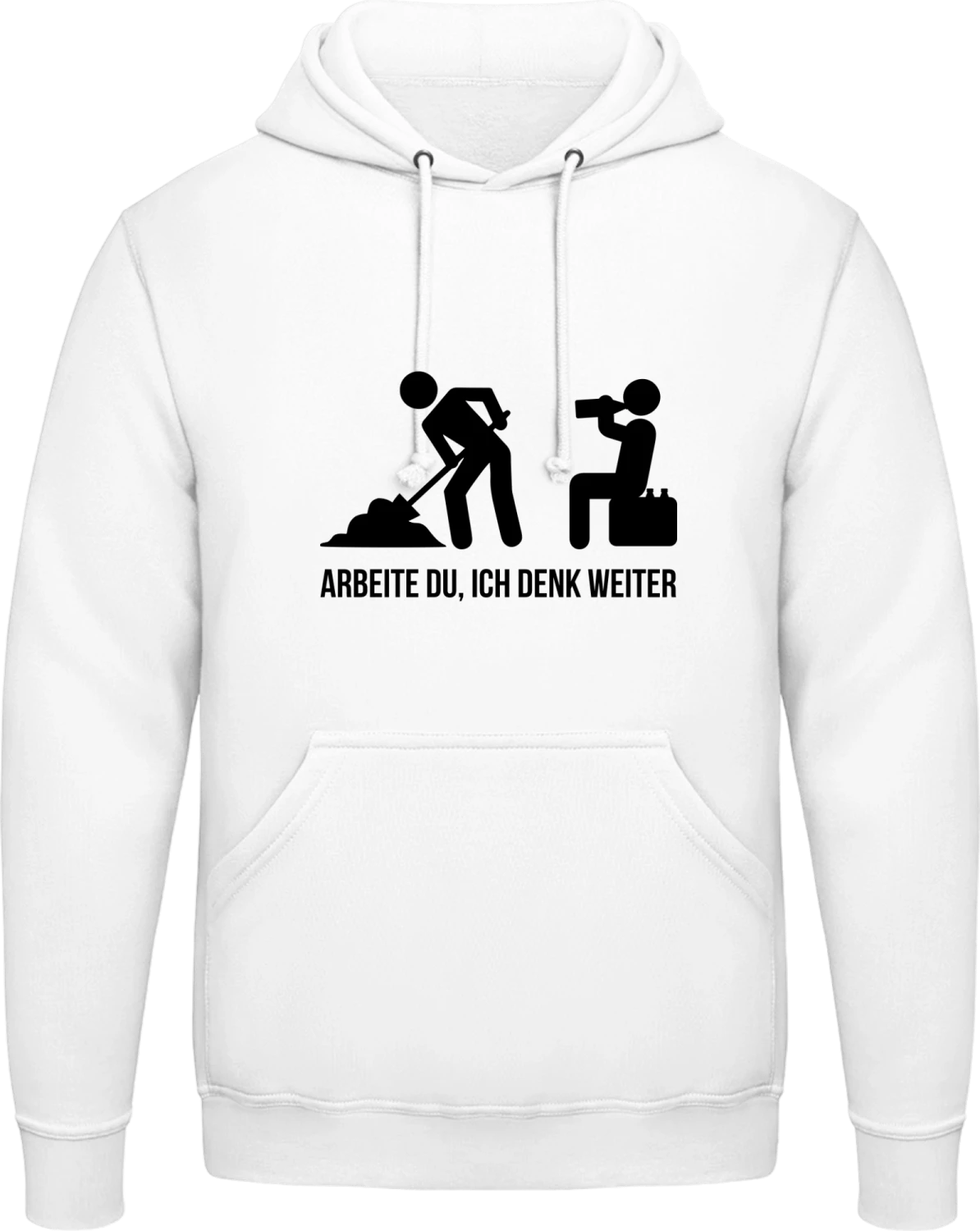 Arbeite du ich denk weiter - Arctic white AWDis man hoodie - Front