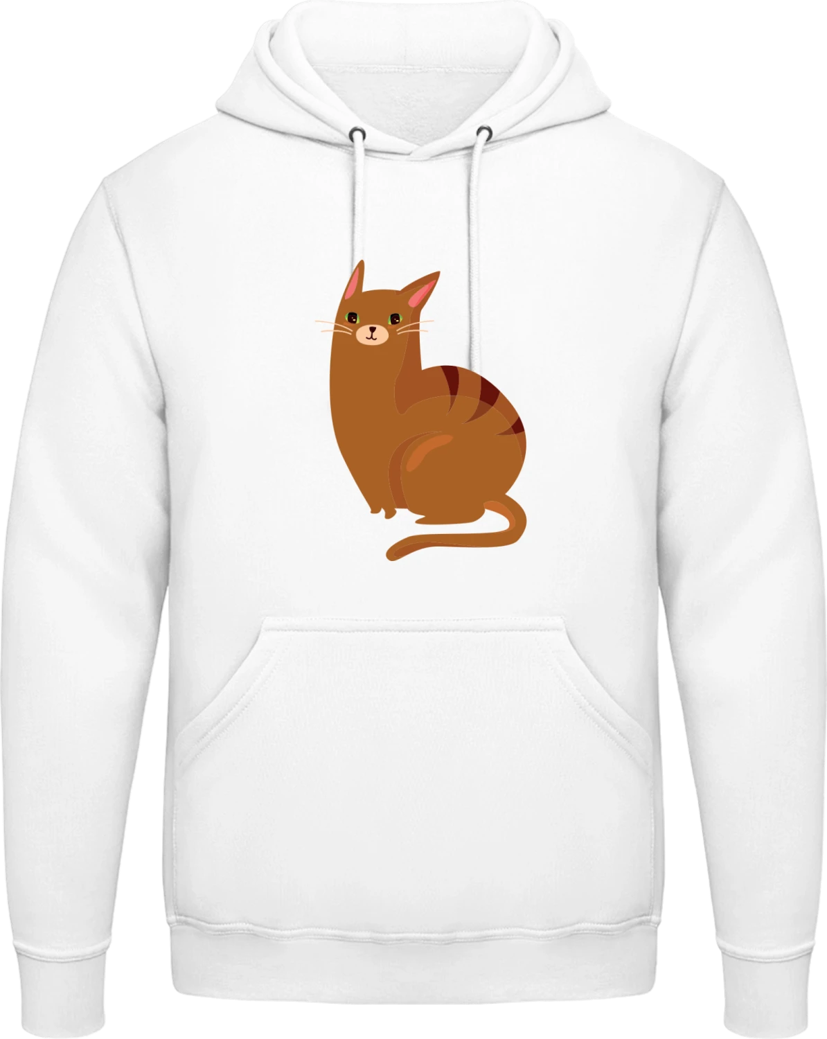 Brown Cat Character - Arctic white AWDis man hoodie - Front