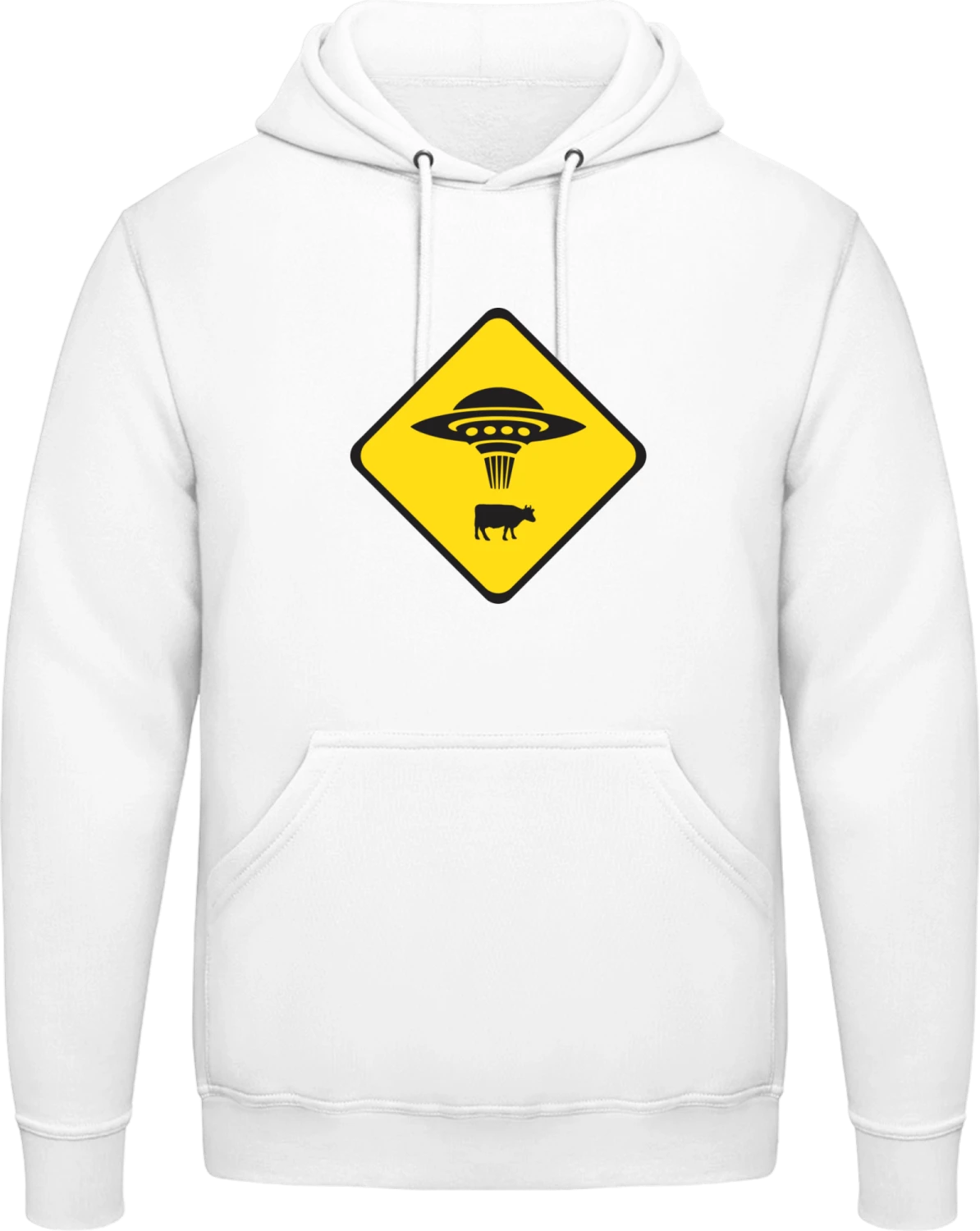 Cow Ufo Attention - Arctic white AWDis man hoodie - Front