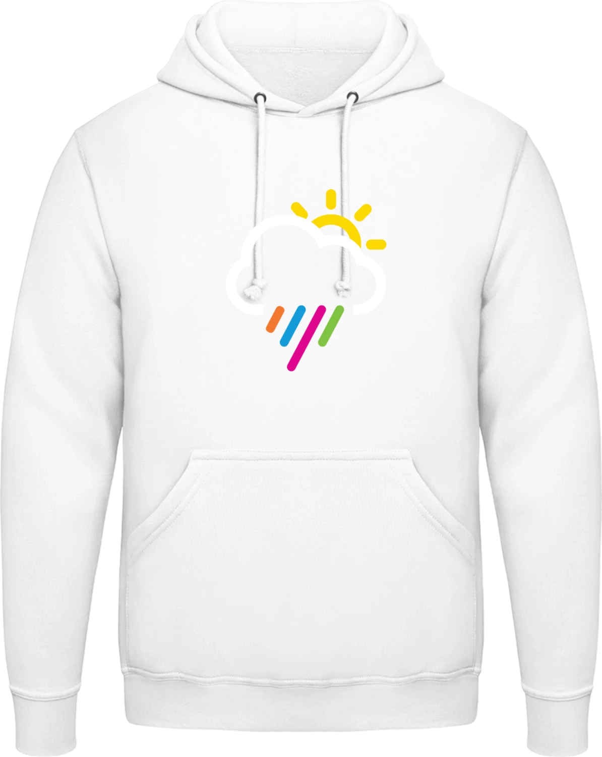 Rainbow Rain - Arctic white AWDis man hoodie - Front