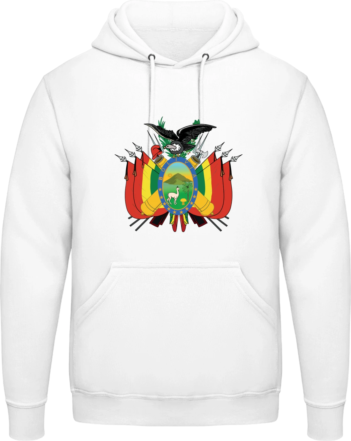 Bolivian Coat of Arms - Arctic white AWDis man hoodie - Front