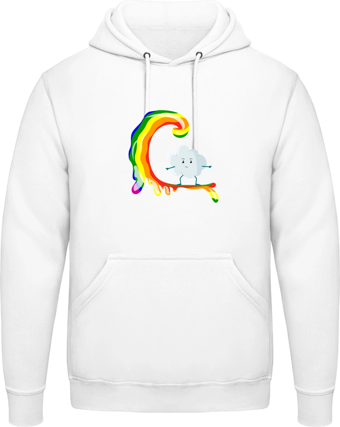 Cloud Surfs On Rainbow Wave - Arctic white AWDis man hoodie - Front