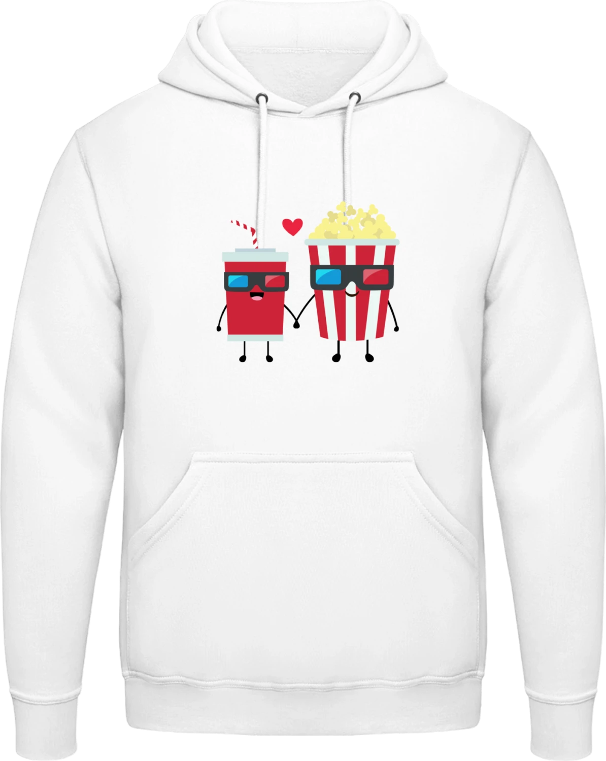 Drink And Pop Corn In Love - Arctic white AWDis man hoodie - Front