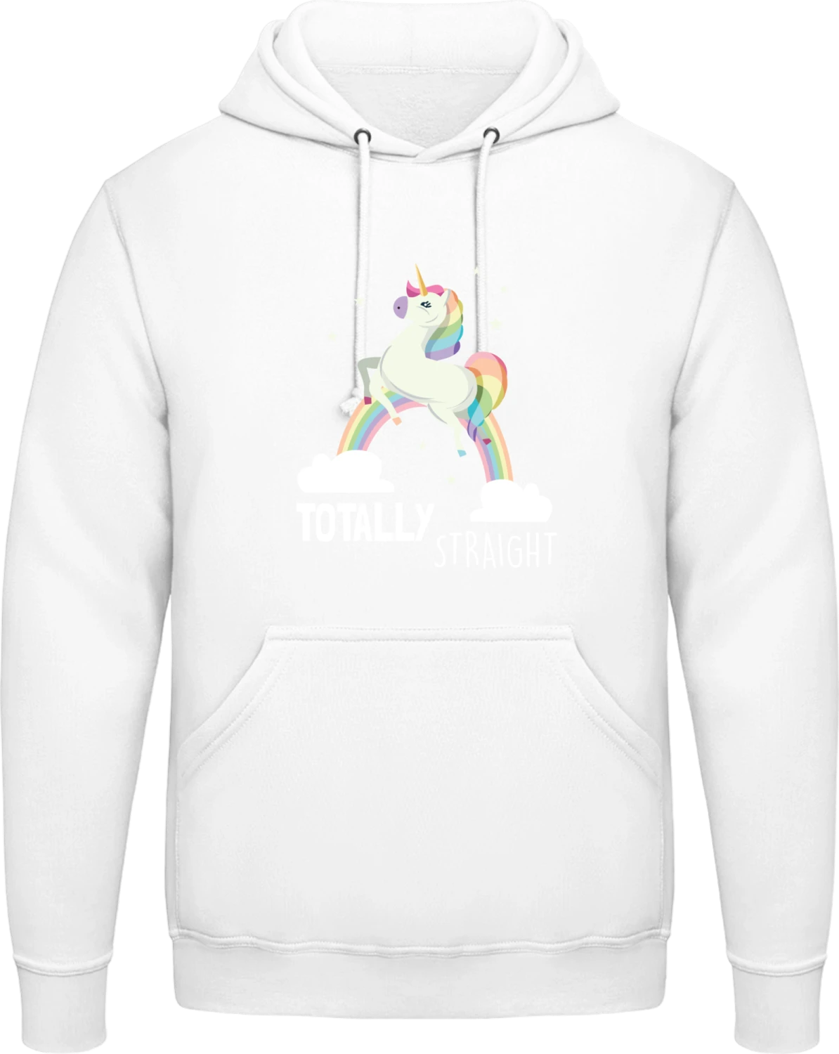 Totally Straight - Arctic white AWDis man hoodie - Front