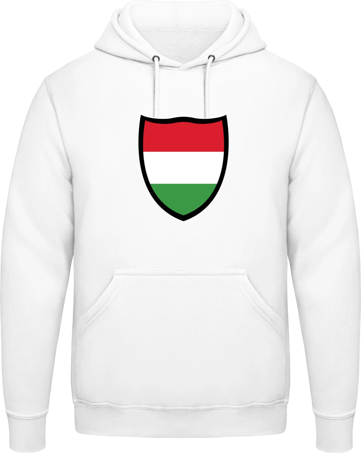 Hungary Flag Shield - Arctic white AWDis man hoodie - Front