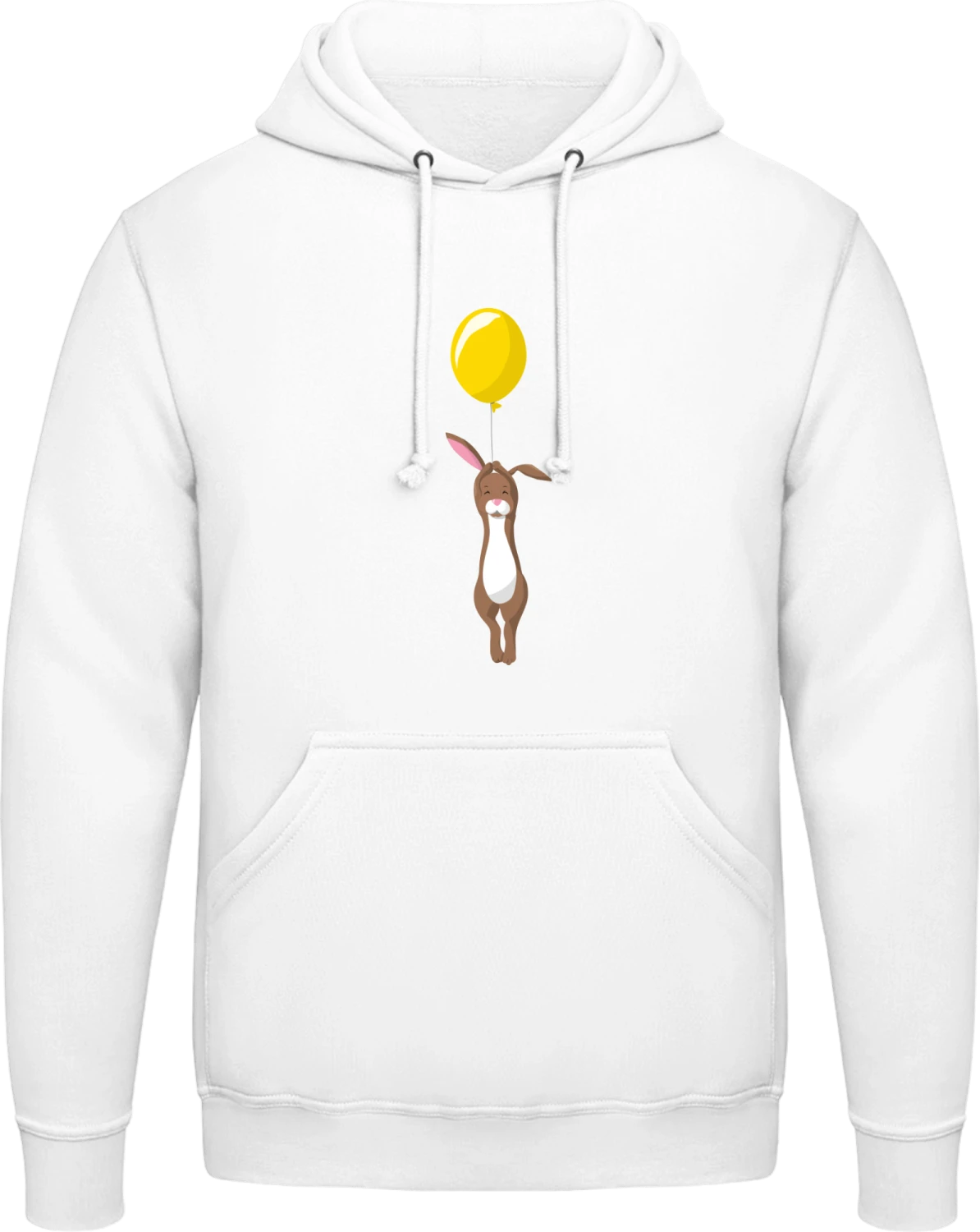 Bunny With a Balloon - Arctic white AWDis man hoodie - Front