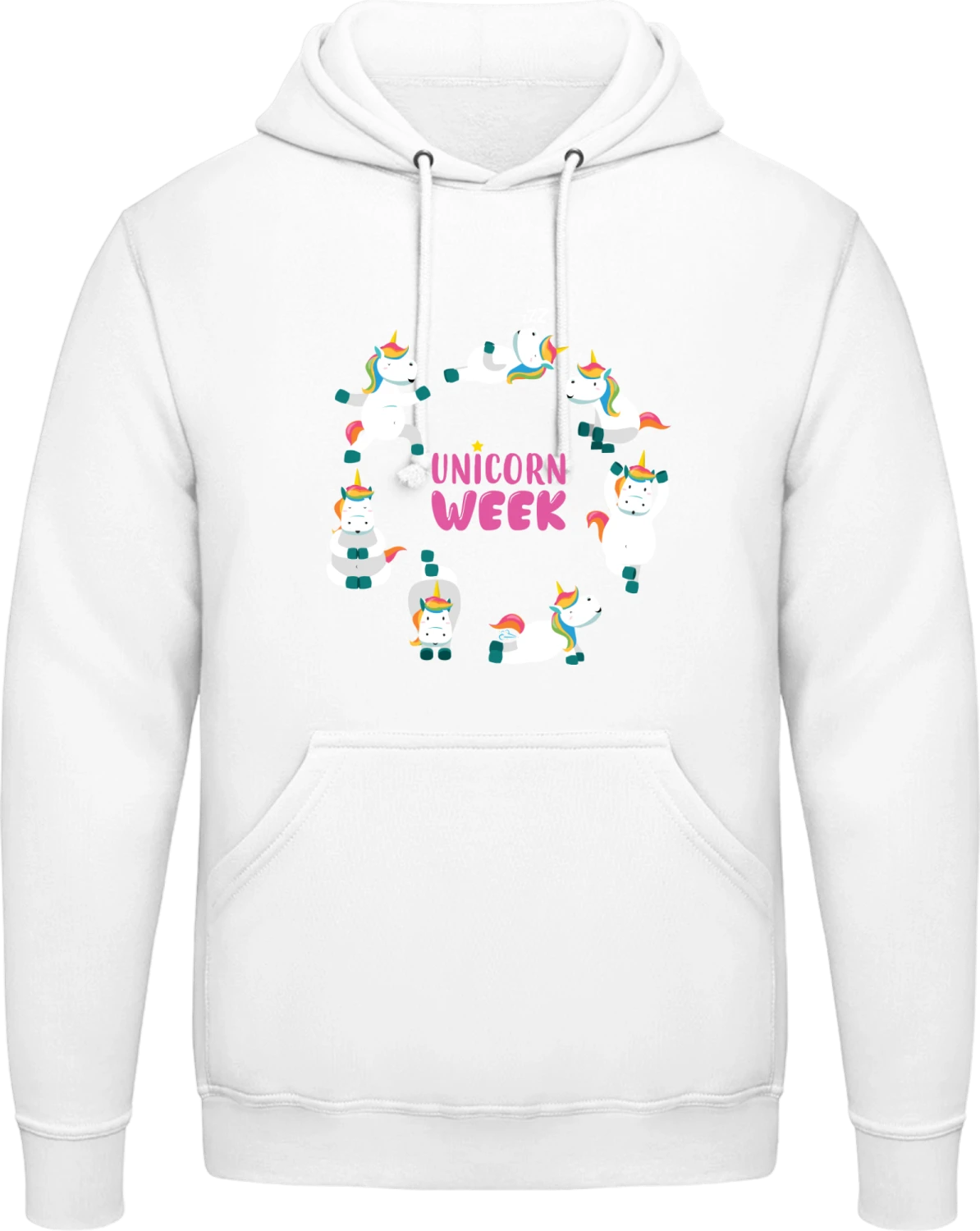 Unicorn Week - Arctic white AWDis man hoodie - Front