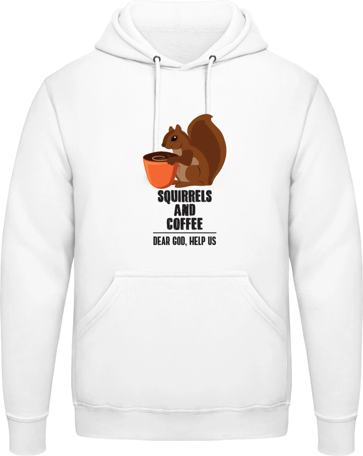 Squirrels And Coffee - Arctic white AWDis man hoodie - Front