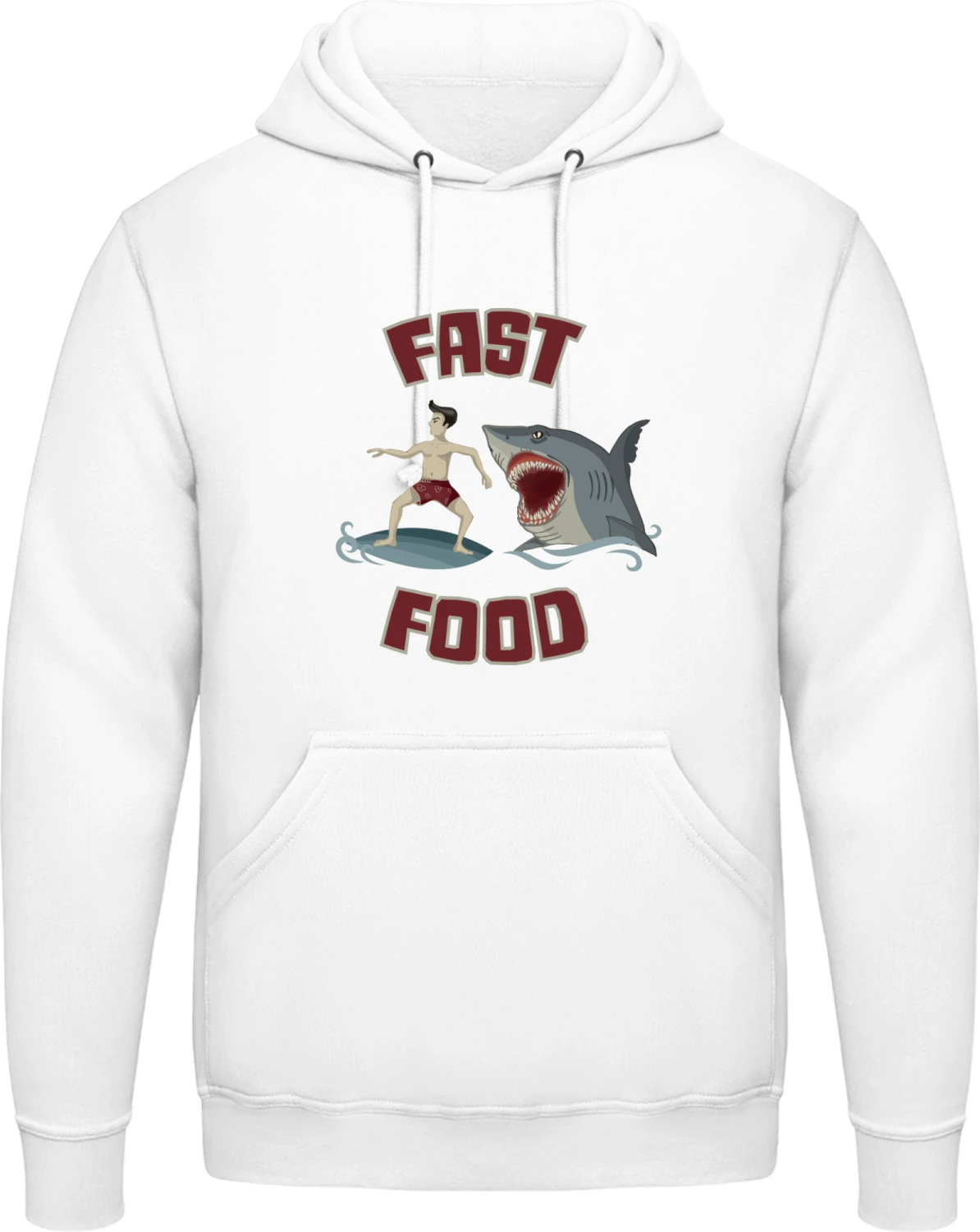 Fast Food Surfer vs Shark - Arctic white AWDis man hoodie - Front