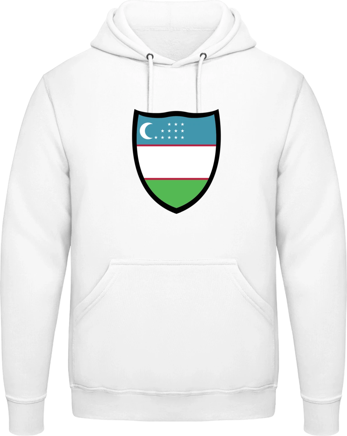 Uzbekistan Flag Shield - Arctic white AWDis man hoodie - Front