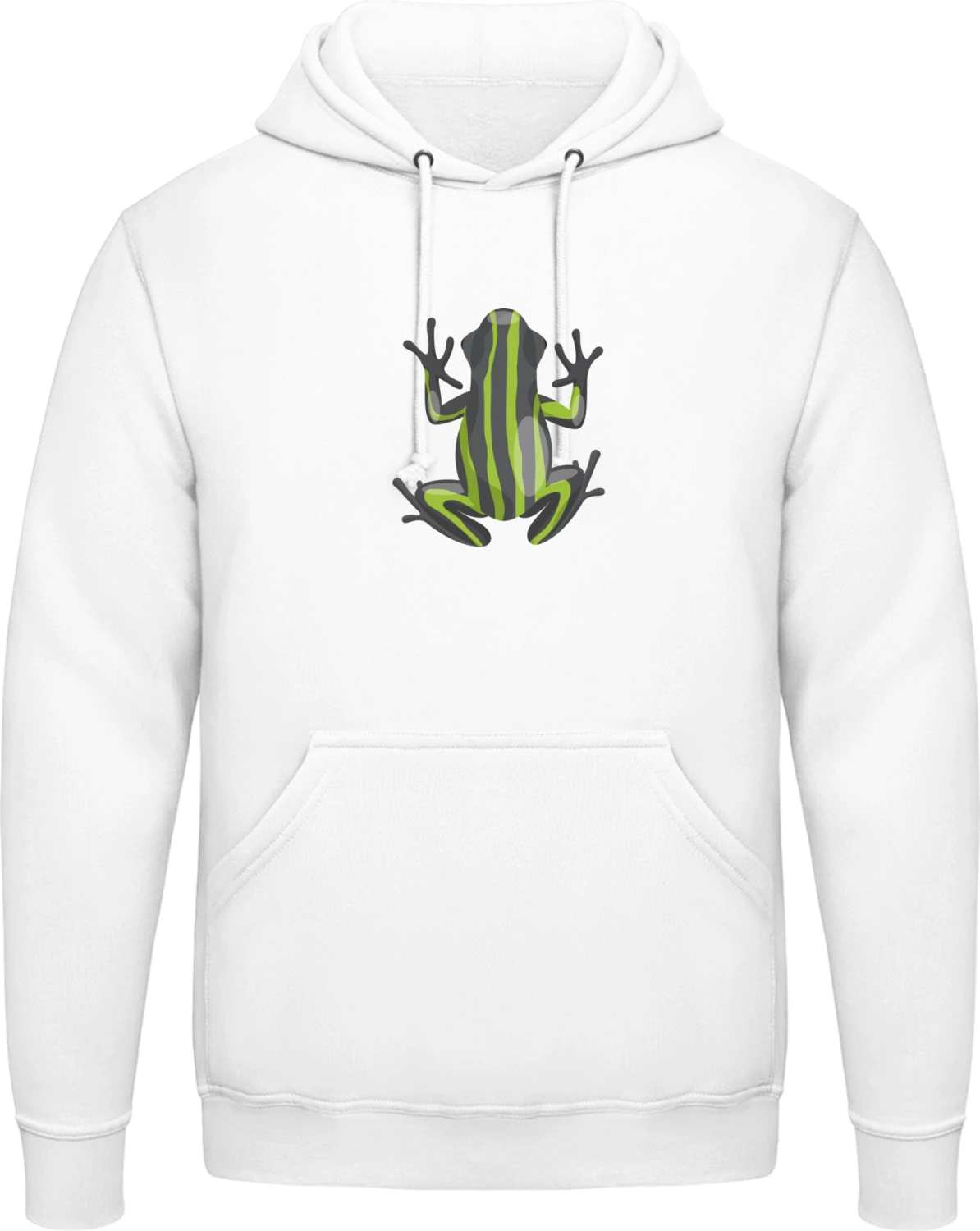 Green Black Frog - Arctic white AWDis man hoodie - Front