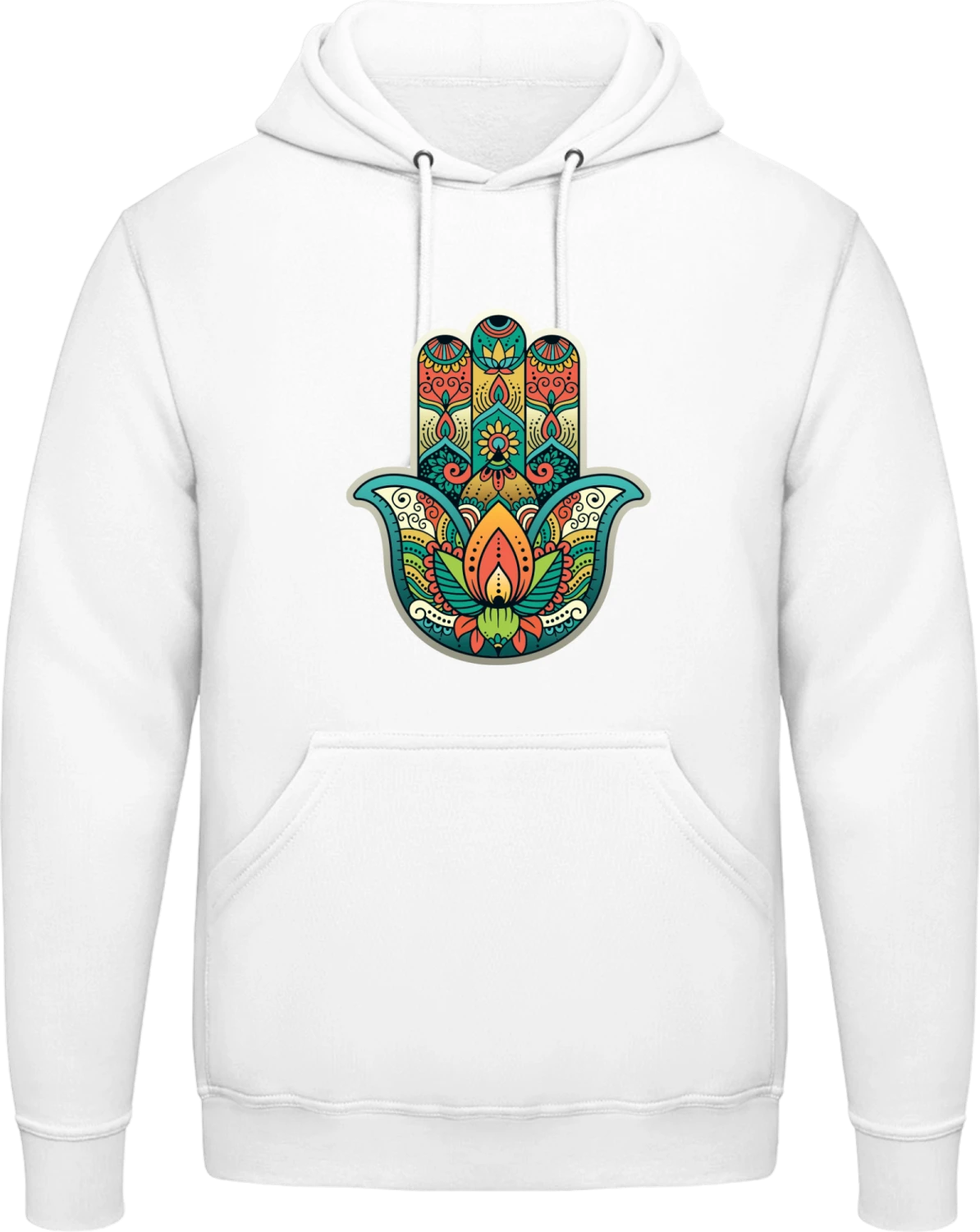 Colorful Hamsa Hand - Arctic white AWDis man hoodie - Front