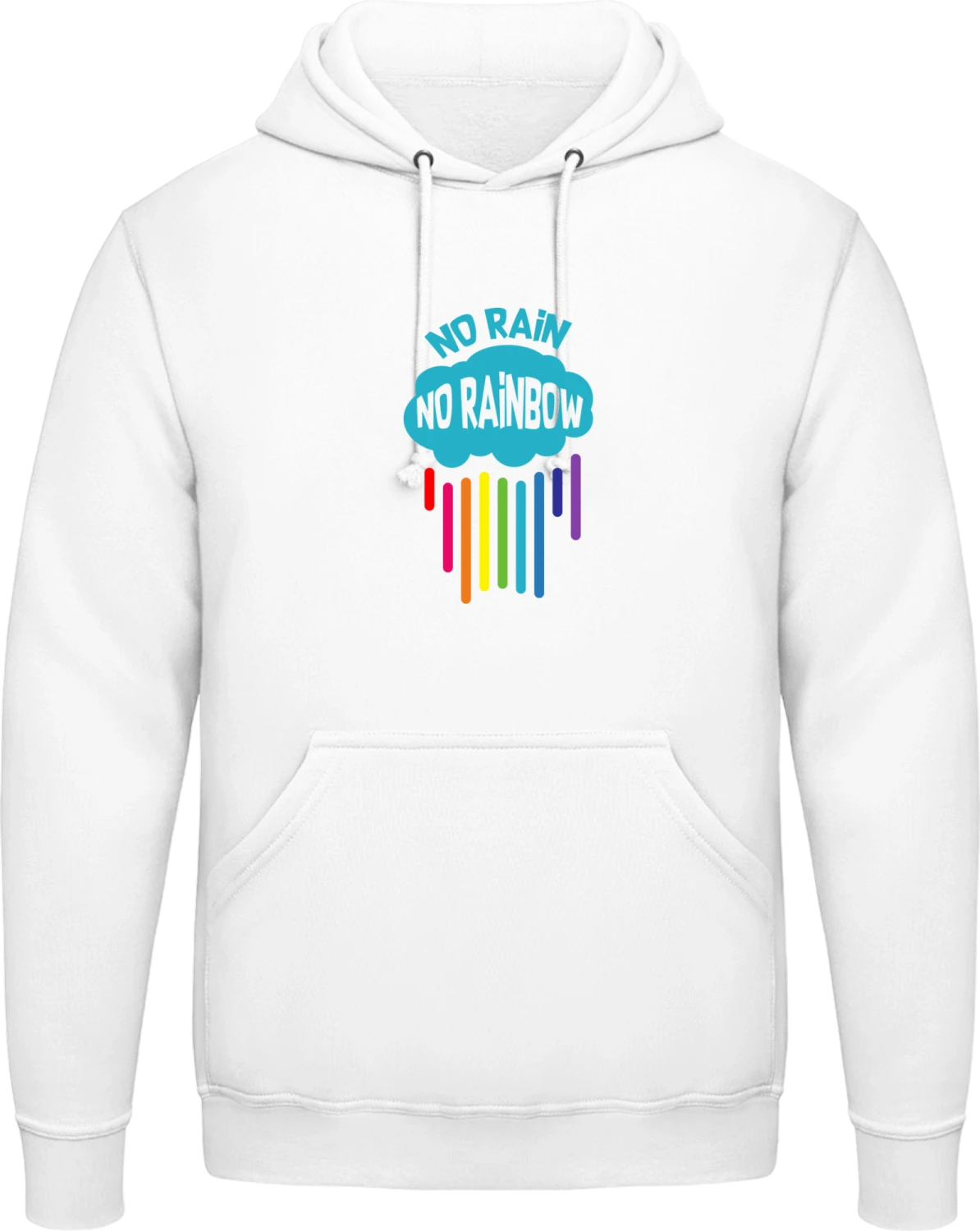 No Rain No Rainbow - Arctic white AWDis man hoodie - Front