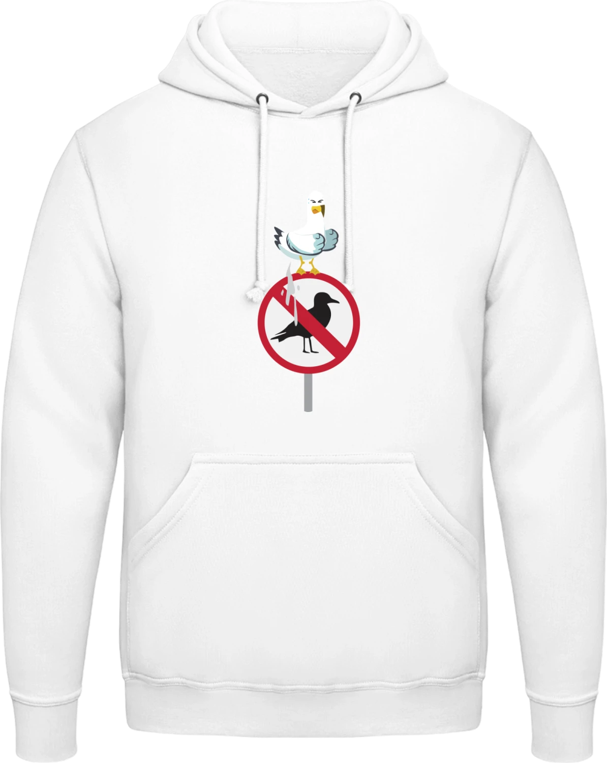 No Birds - Shit On It - Arctic white AWDis man hoodie - Front