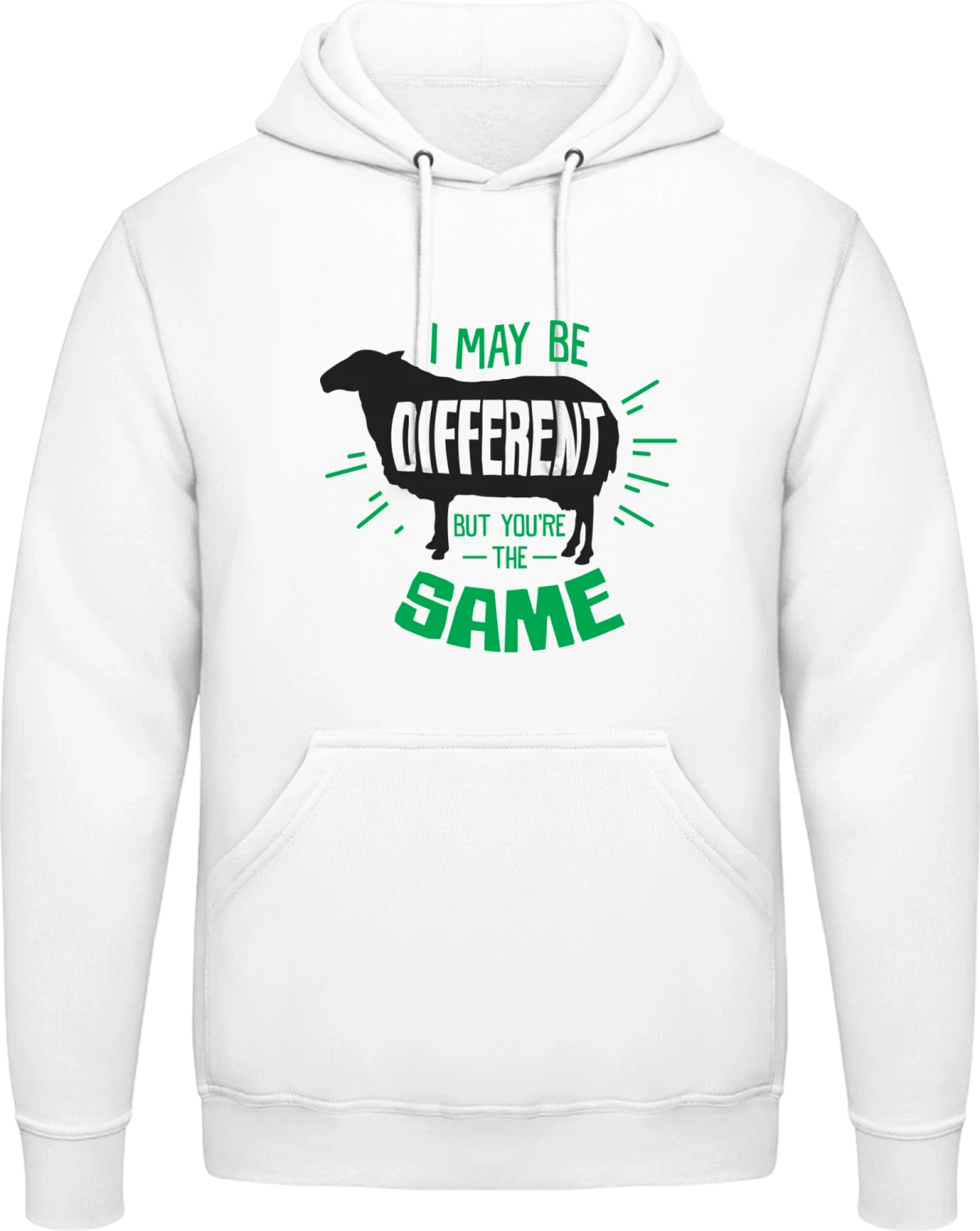 I May Be Different Black Sheep - Arctic white AWDis man hoodie - Front