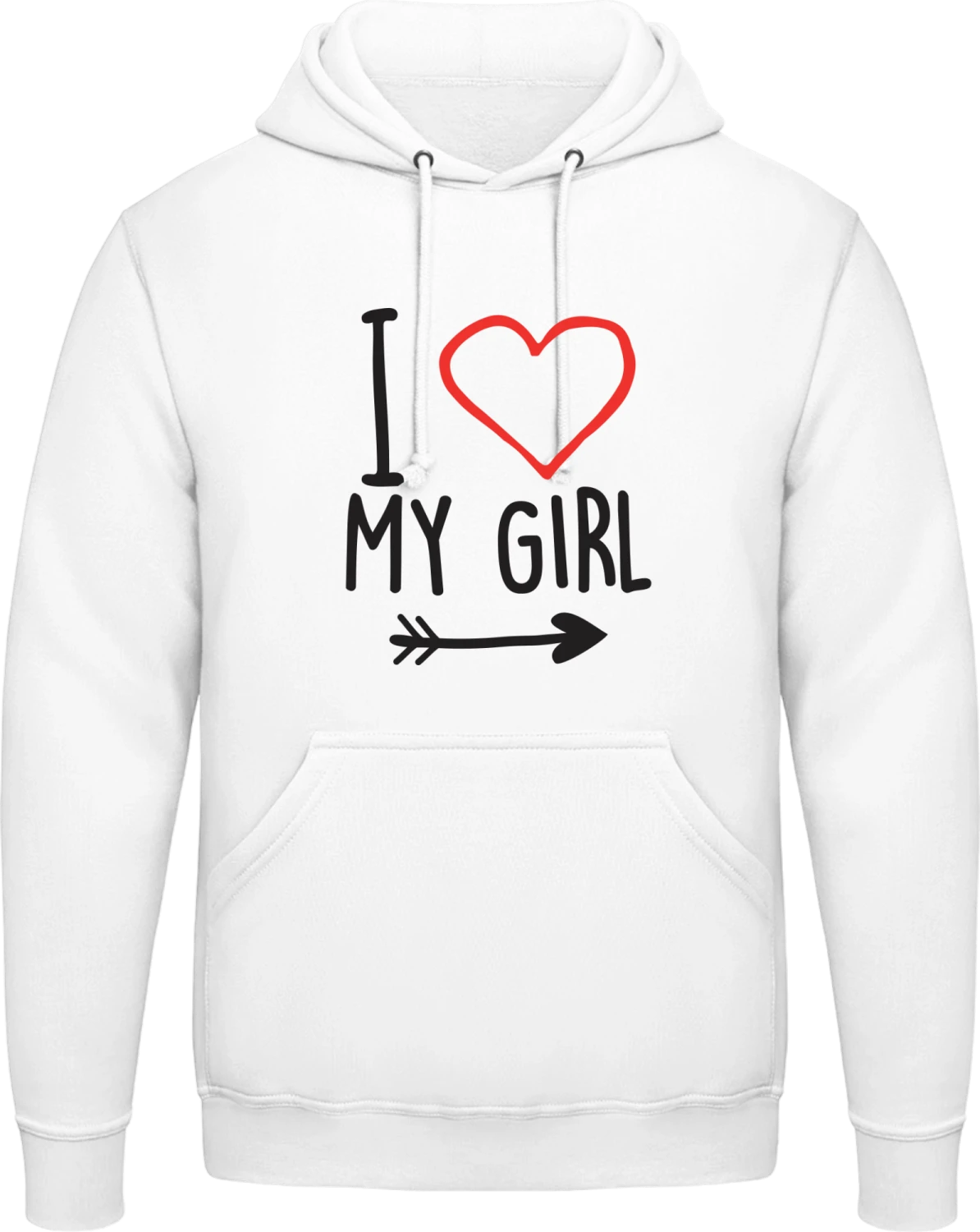 I Love My Girl Arrow - Arctic white AWDis man hoodie - Front