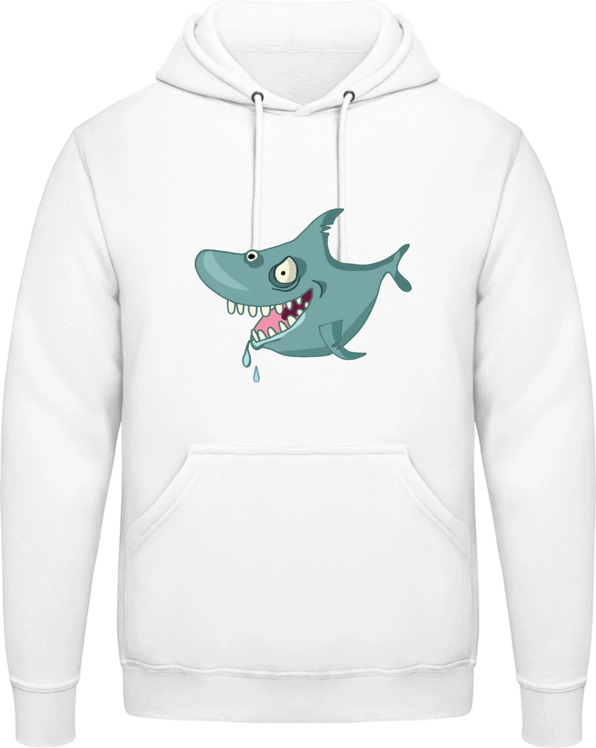 Funny Hungry Shark - Arctic white AWDis man hoodie - Front