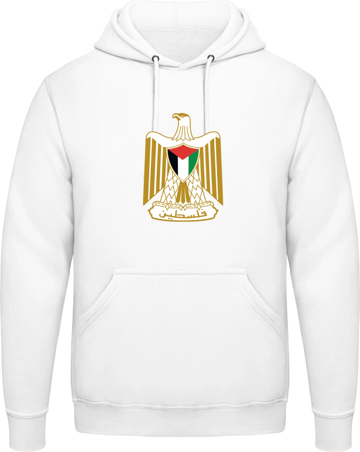 Palestine Coat of Arms - Arctic white AWDis man hoodie - Front