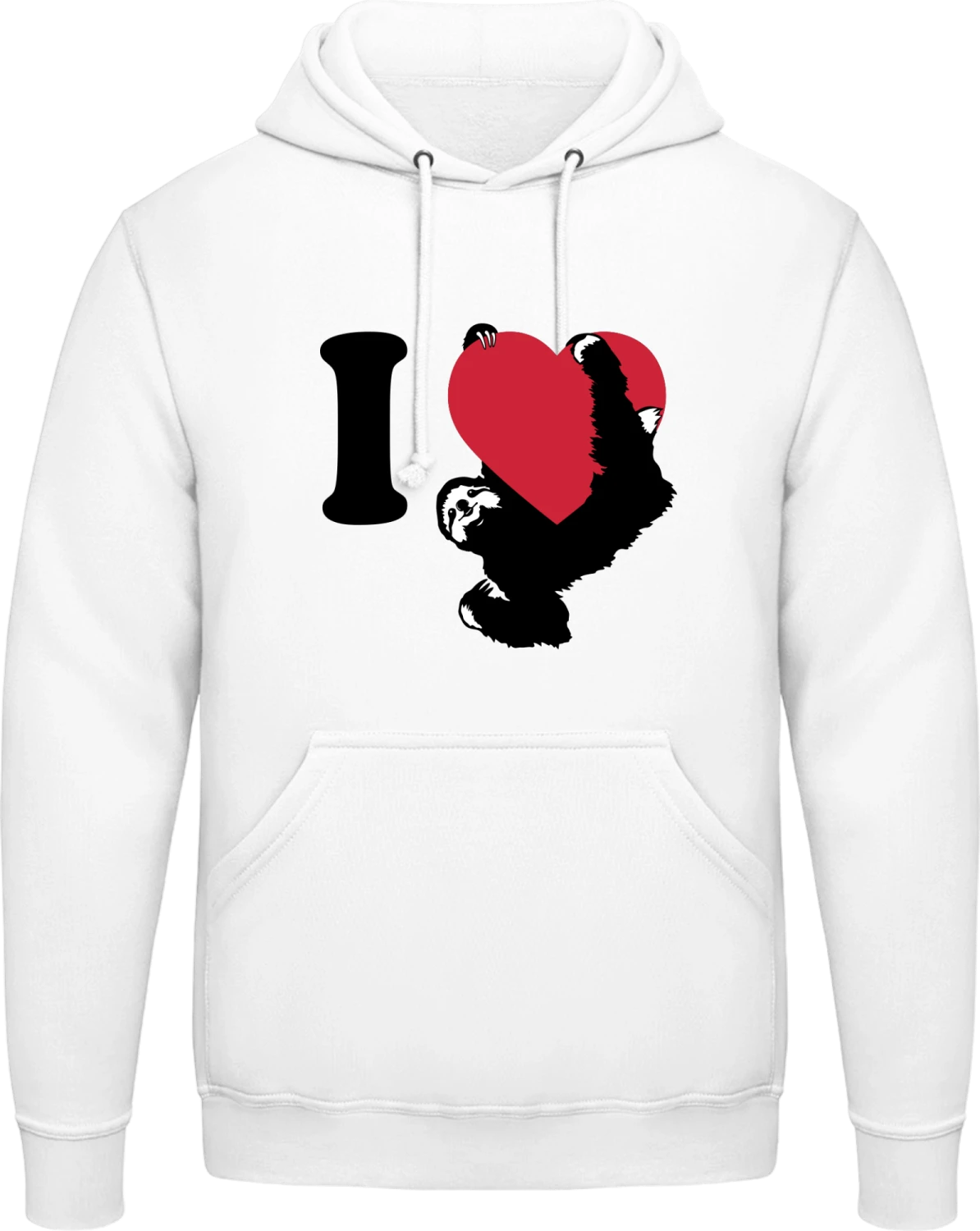 I Love Sloths - Arctic white AWDis man hoodie - Front