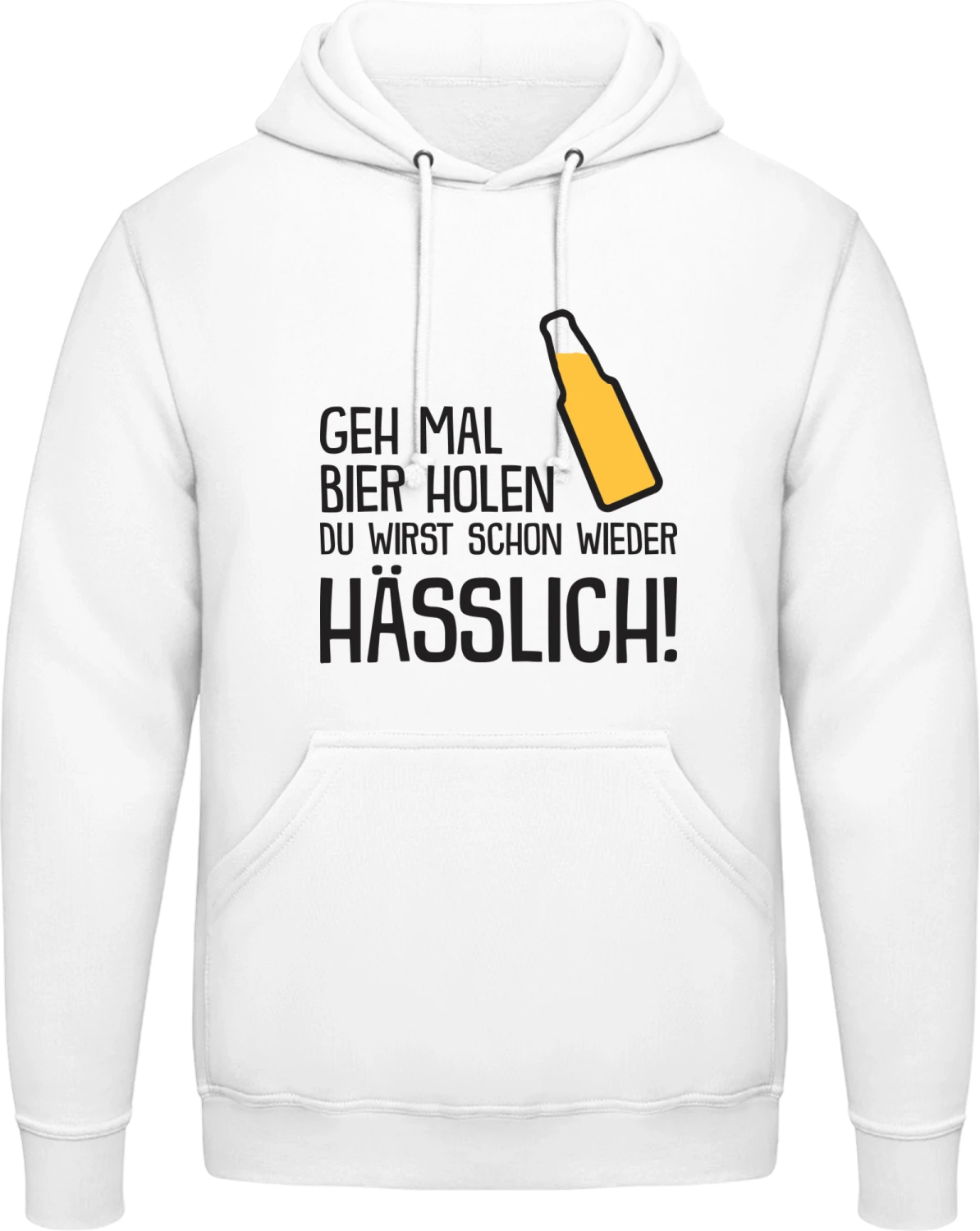 Geh mal Bier holen du wirst schon wieder hässlich - Arctic white AWDis man hoodie - Front