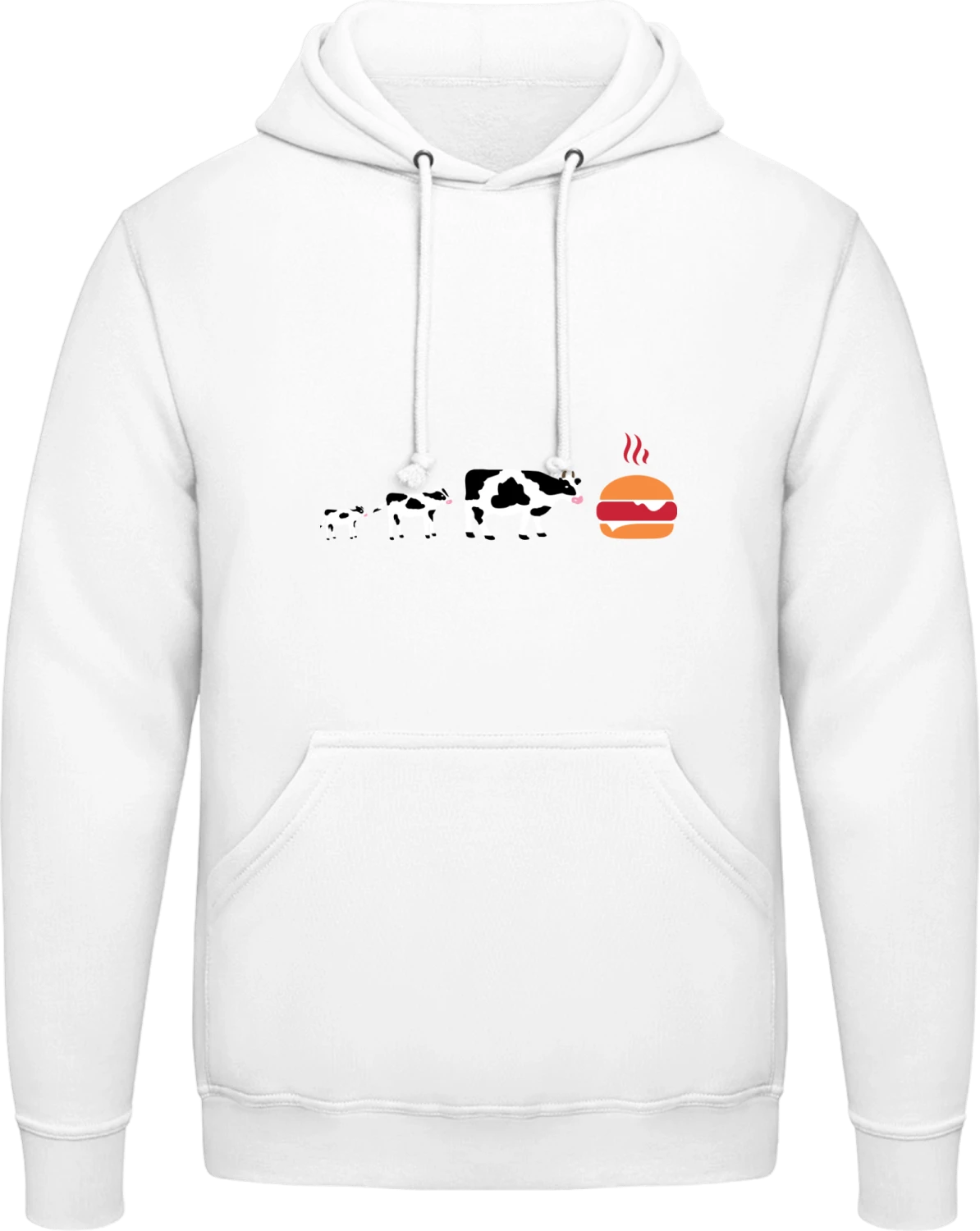 Evolution Cow To Hamburger - Arctic white AWDis man hoodie - Front