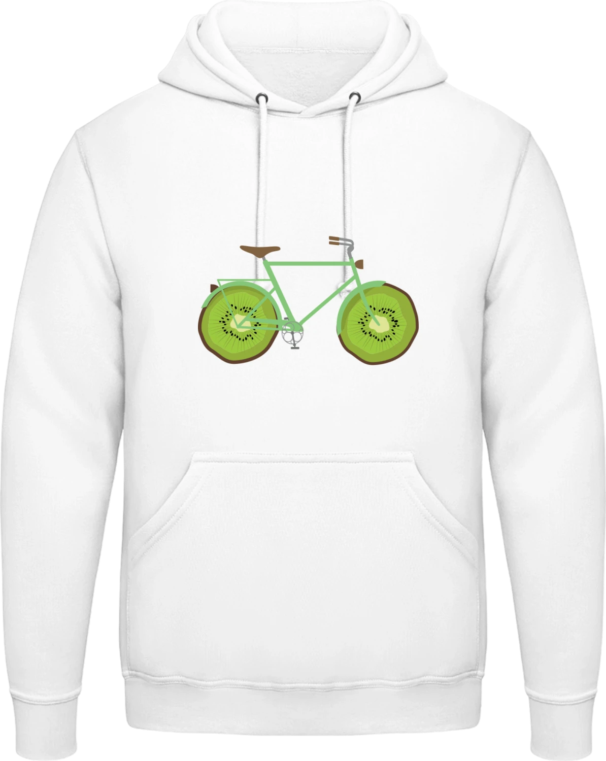 Kiwi Bicycle - Arctic white AWDis man hoodie - Front