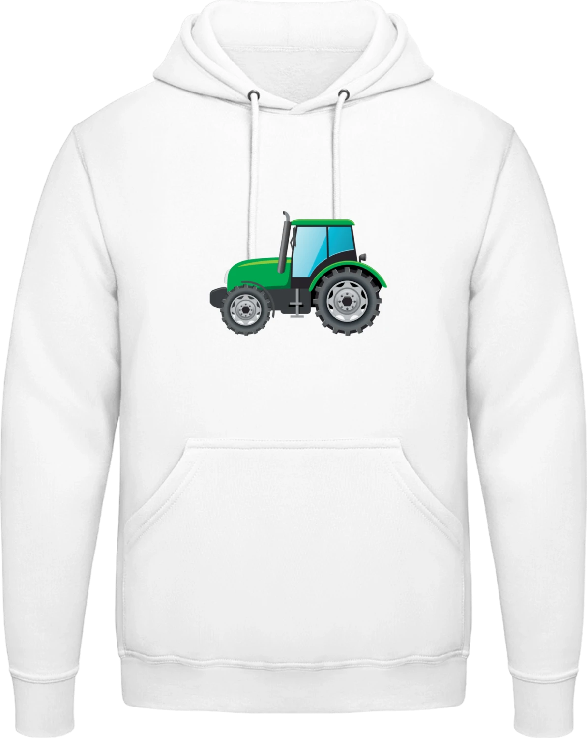 Green Tractor Illu - Arctic white AWDis man hoodie - Front