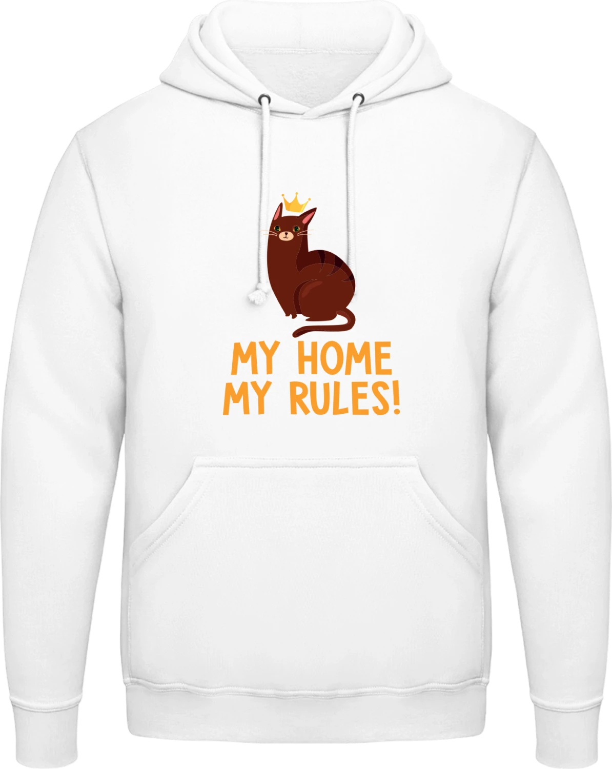 My Home My Rules King Cat - Arctic white AWDis man hoodie - Front