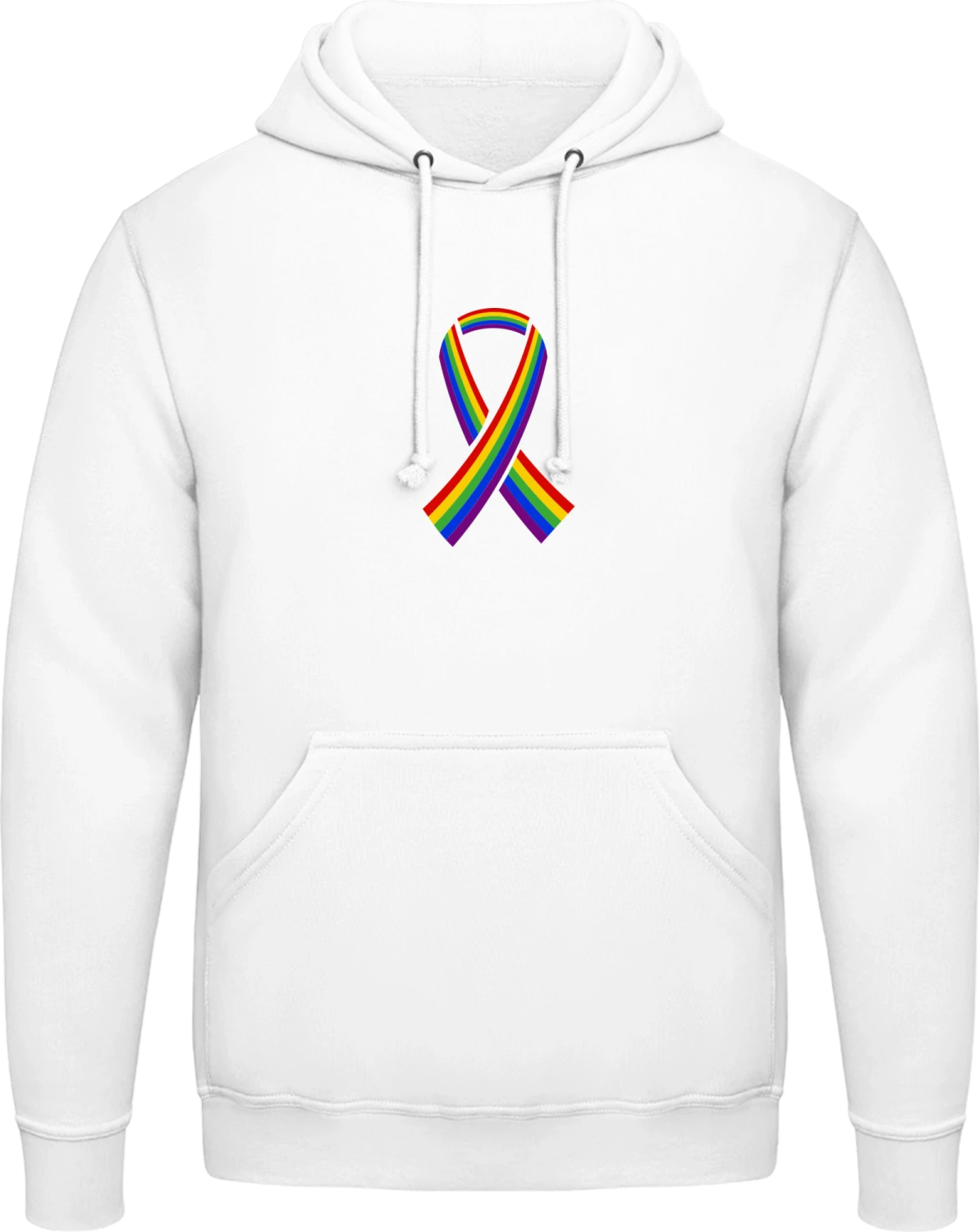 Rainbow Ribbon - Arctic white AWDis man hoodie - Front